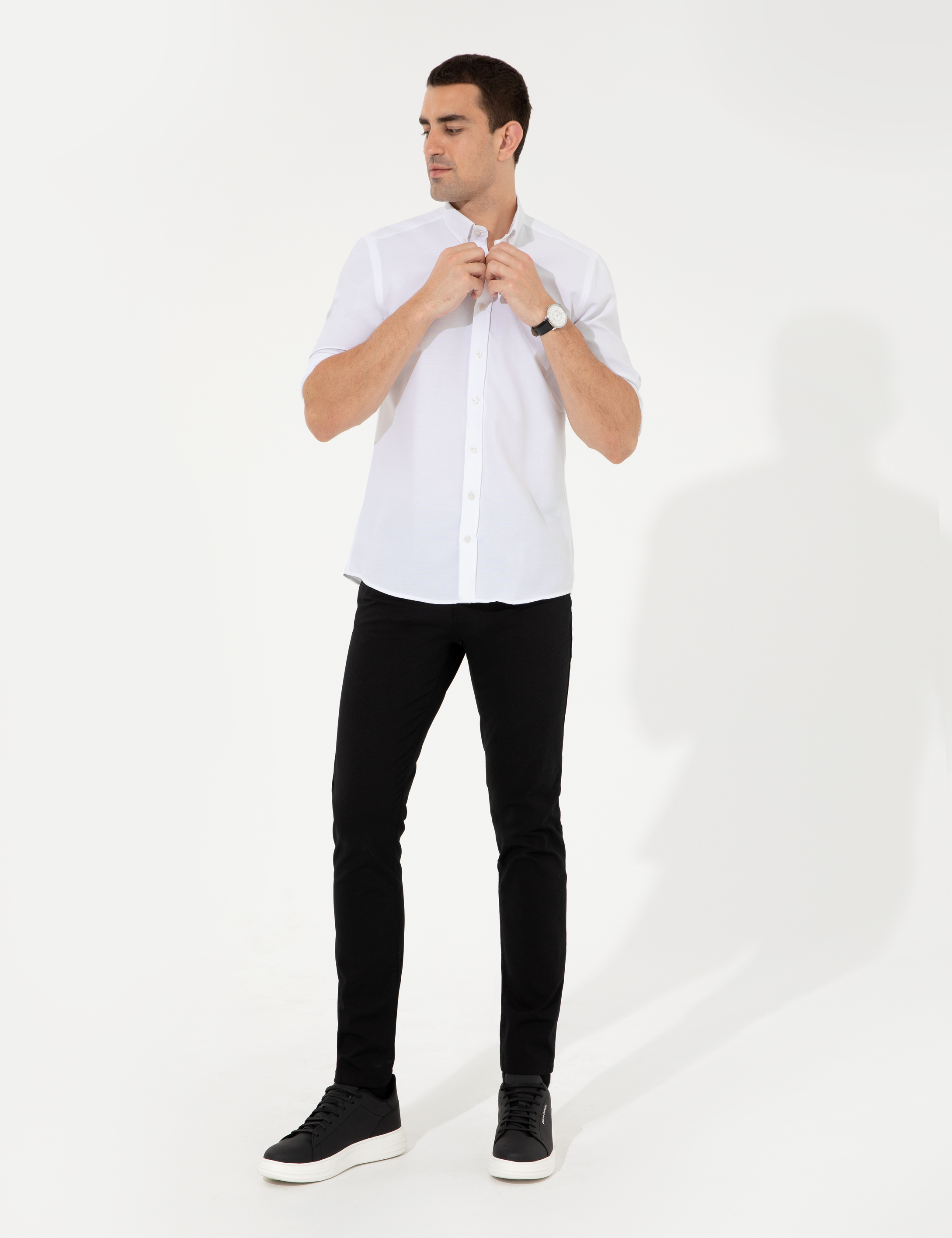 Beyaz Slim Fit Oxford Gömlek - Image 4