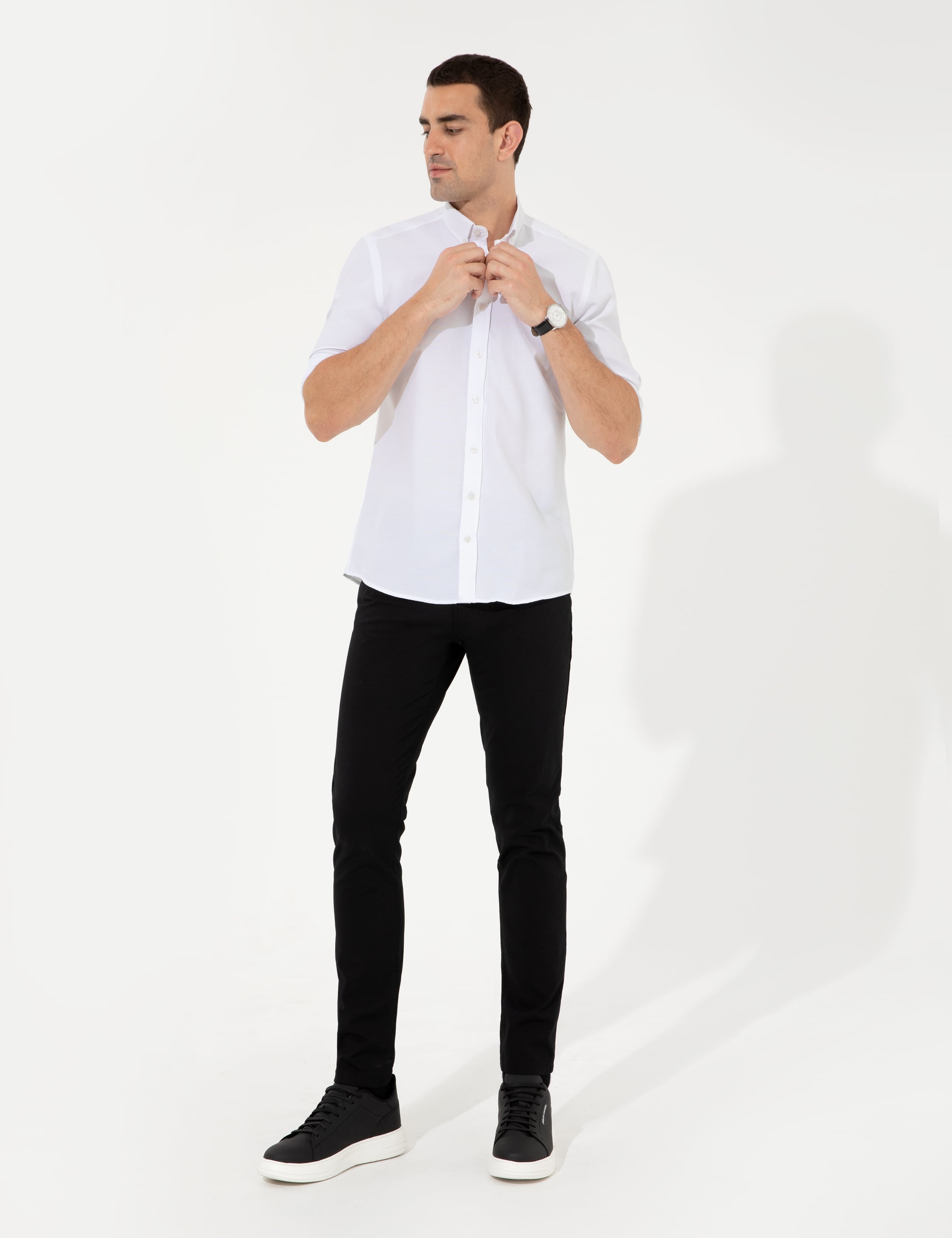 Beyaz Slim Fit Oxford Gömlek