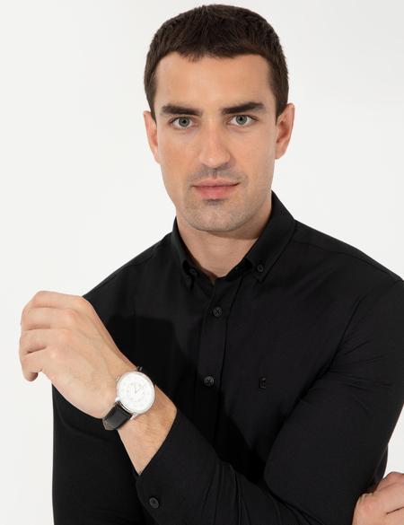 Siyah Slim Fit Oxford Gömlek - 50255278011
