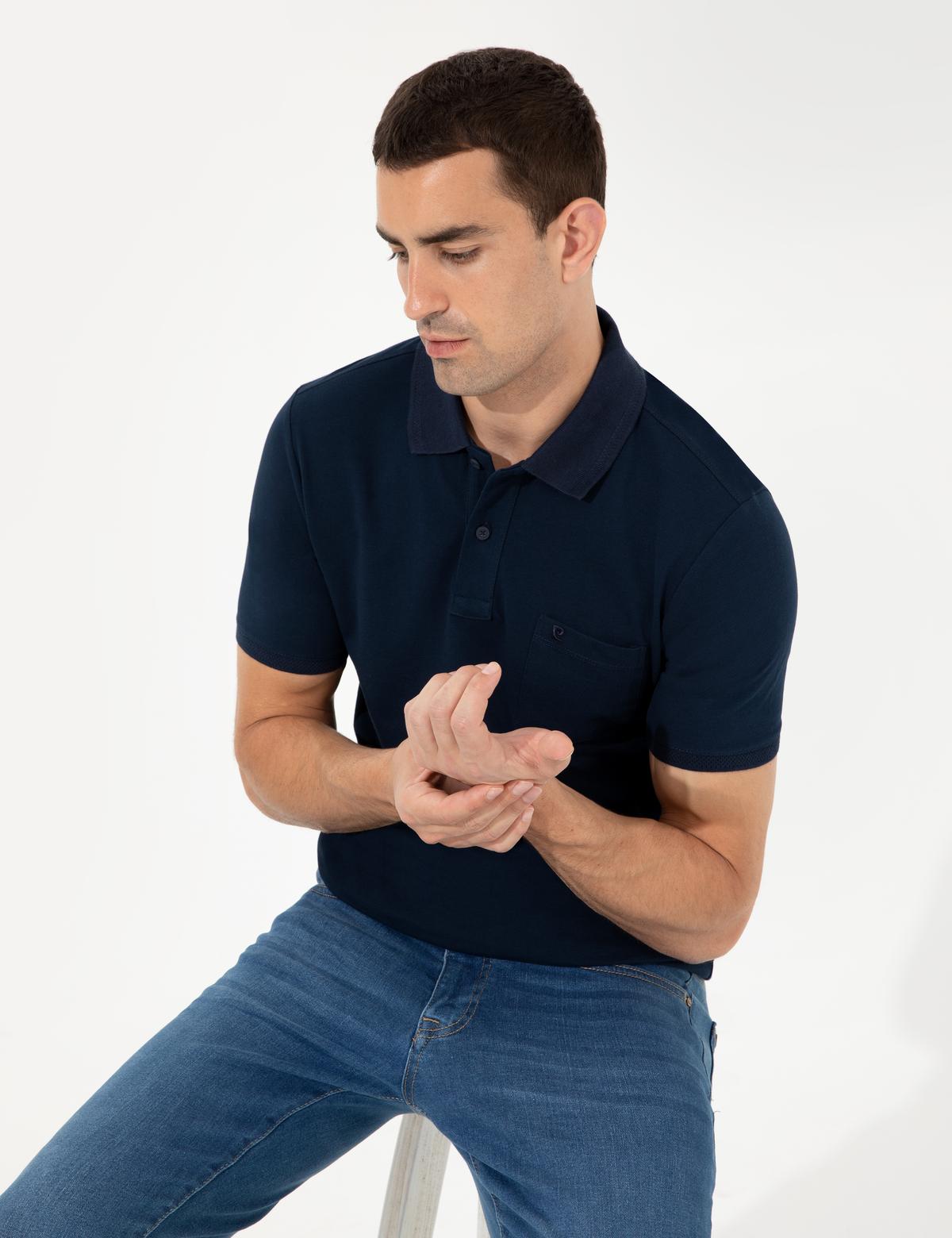 Lacivert Regular Fit Polo Yaka Basic Tişört - 50250209026