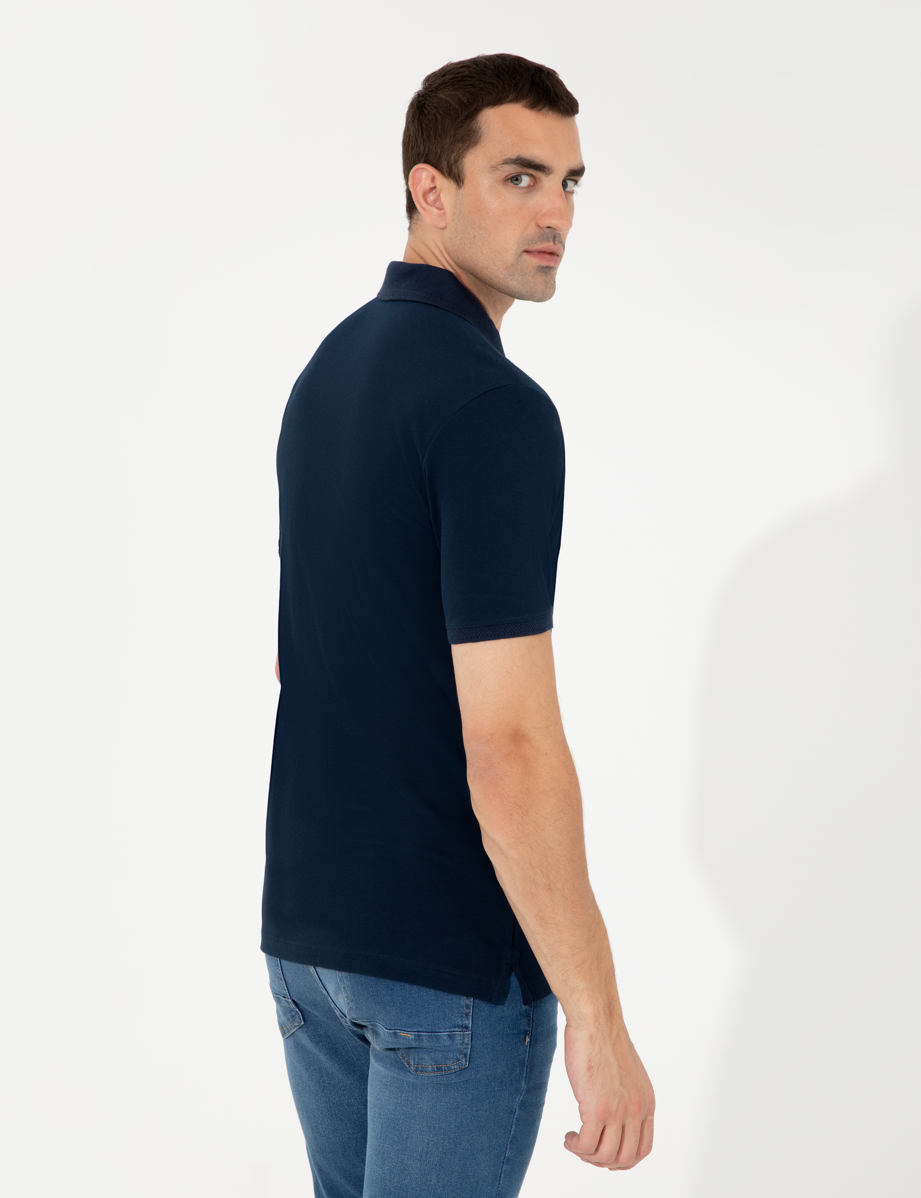 Lacivert Regular Fit Polo Yaka Basic Tişört