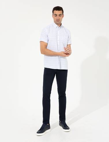 Lacivert Slim Fit Kanvas Pantolon
