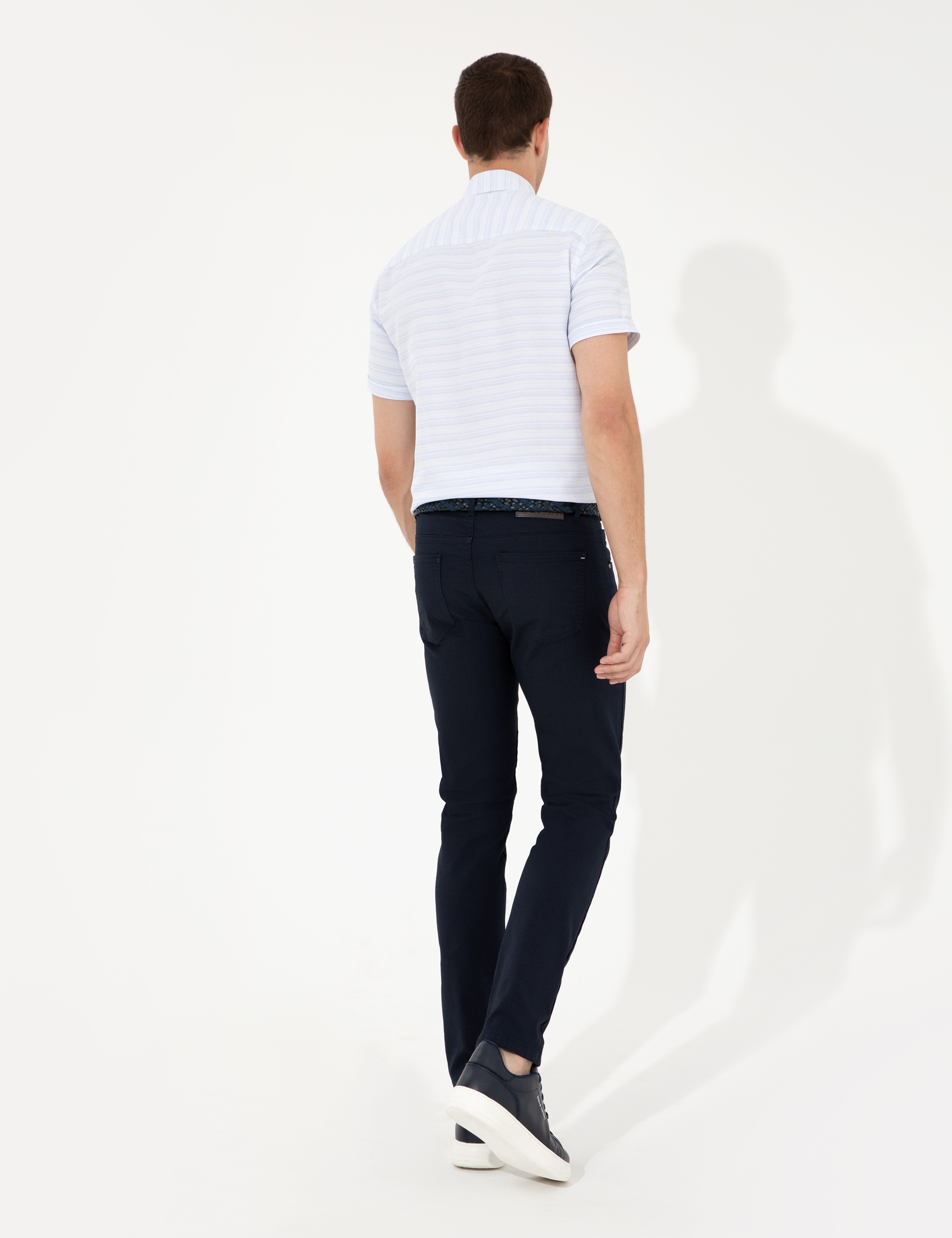 Lacivert Slim Fit Kanvas Pantolon