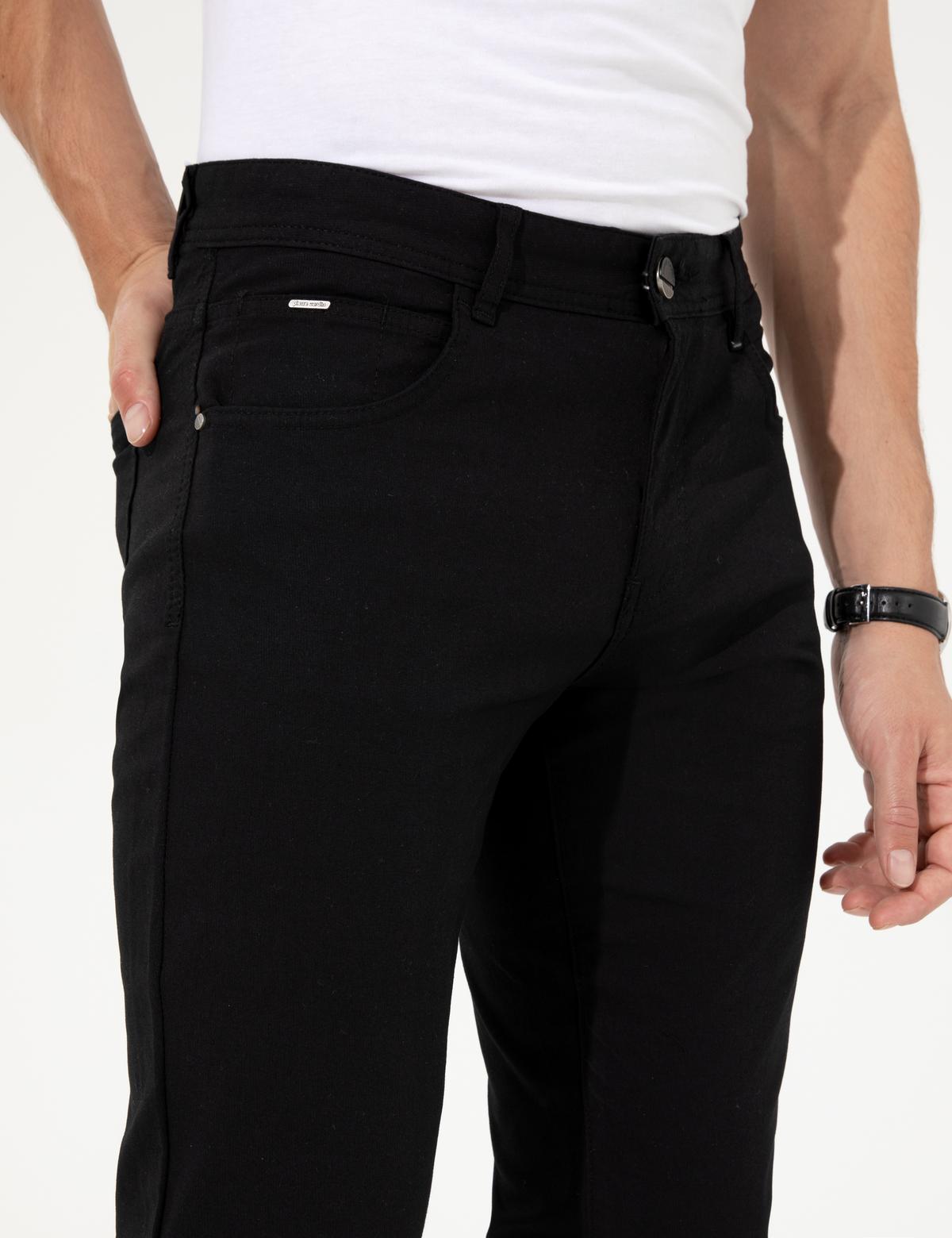 Siyah Slim Fit Kanvas Pantolon - 50251460139