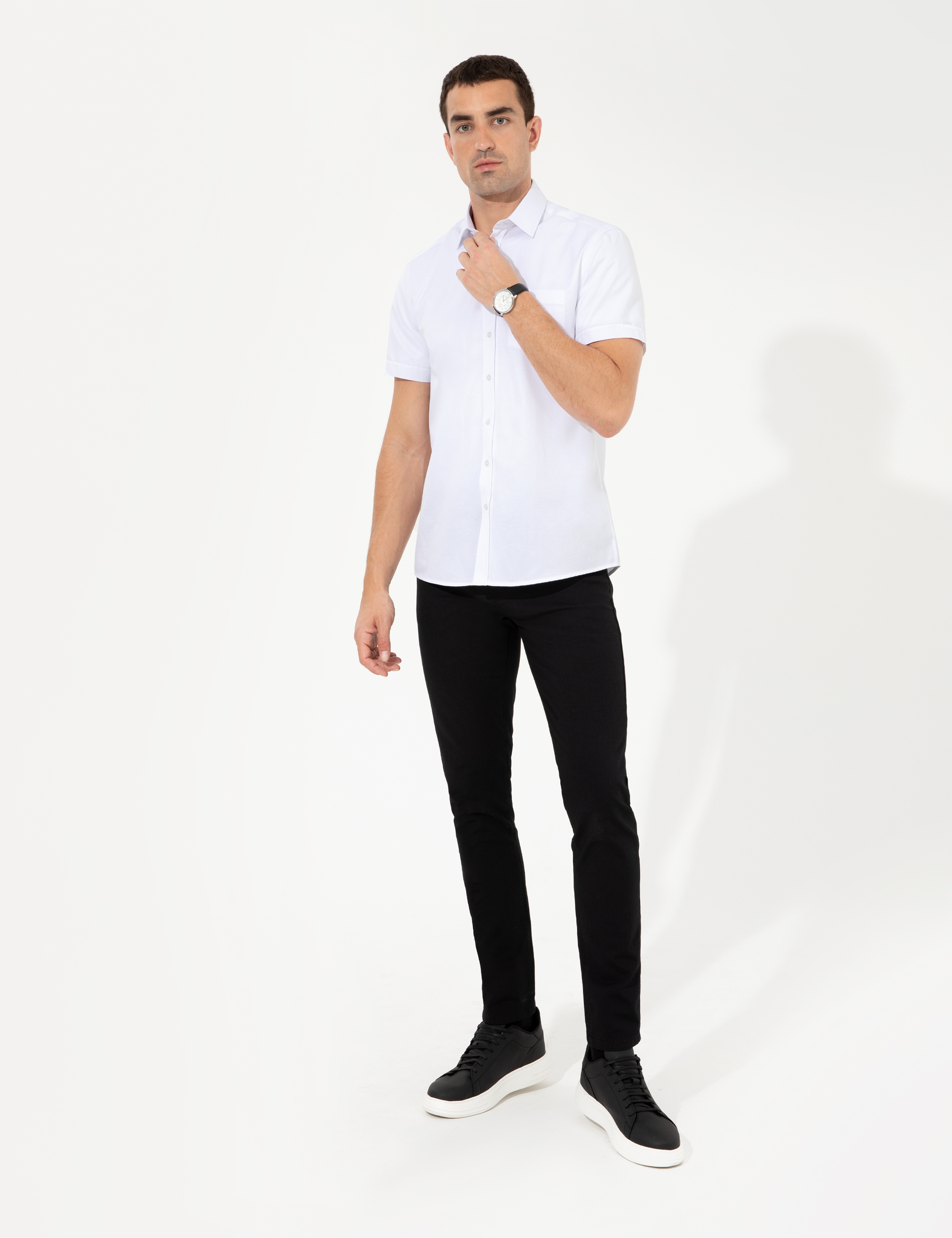 Siyah Slim Fit Kanvas Pantolon - Image 3