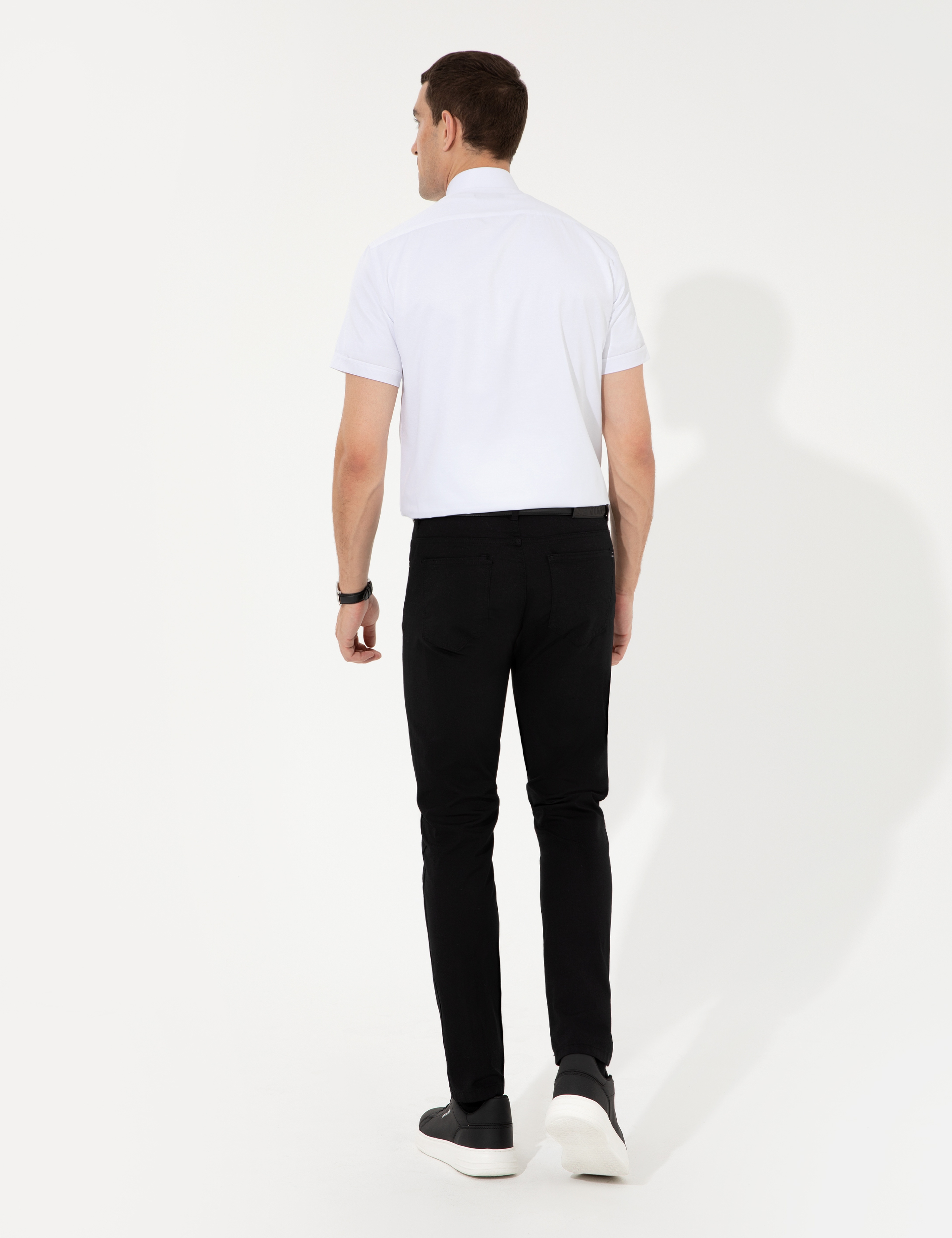 Siyah Slim Fit Kanvas Pantolon - Image 4