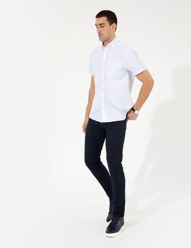 Lacivert Slim Fit Kanvas Pantolon