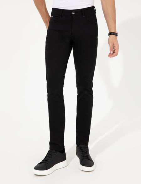 Siyah Slim Fit Kanvas Pantolon - 50251460139