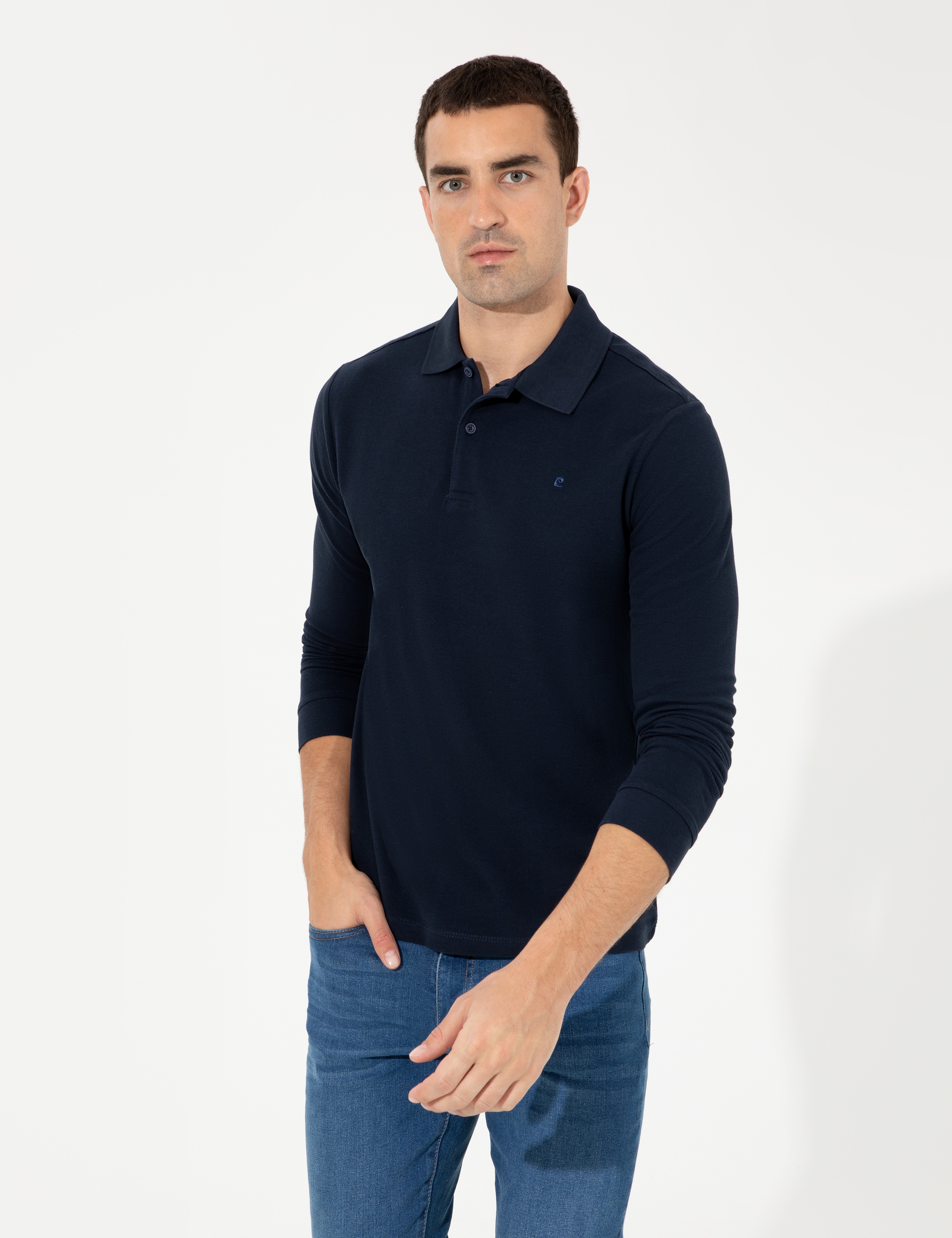 Lacivert Slim Fit Basic Sweatshirt - Image 2