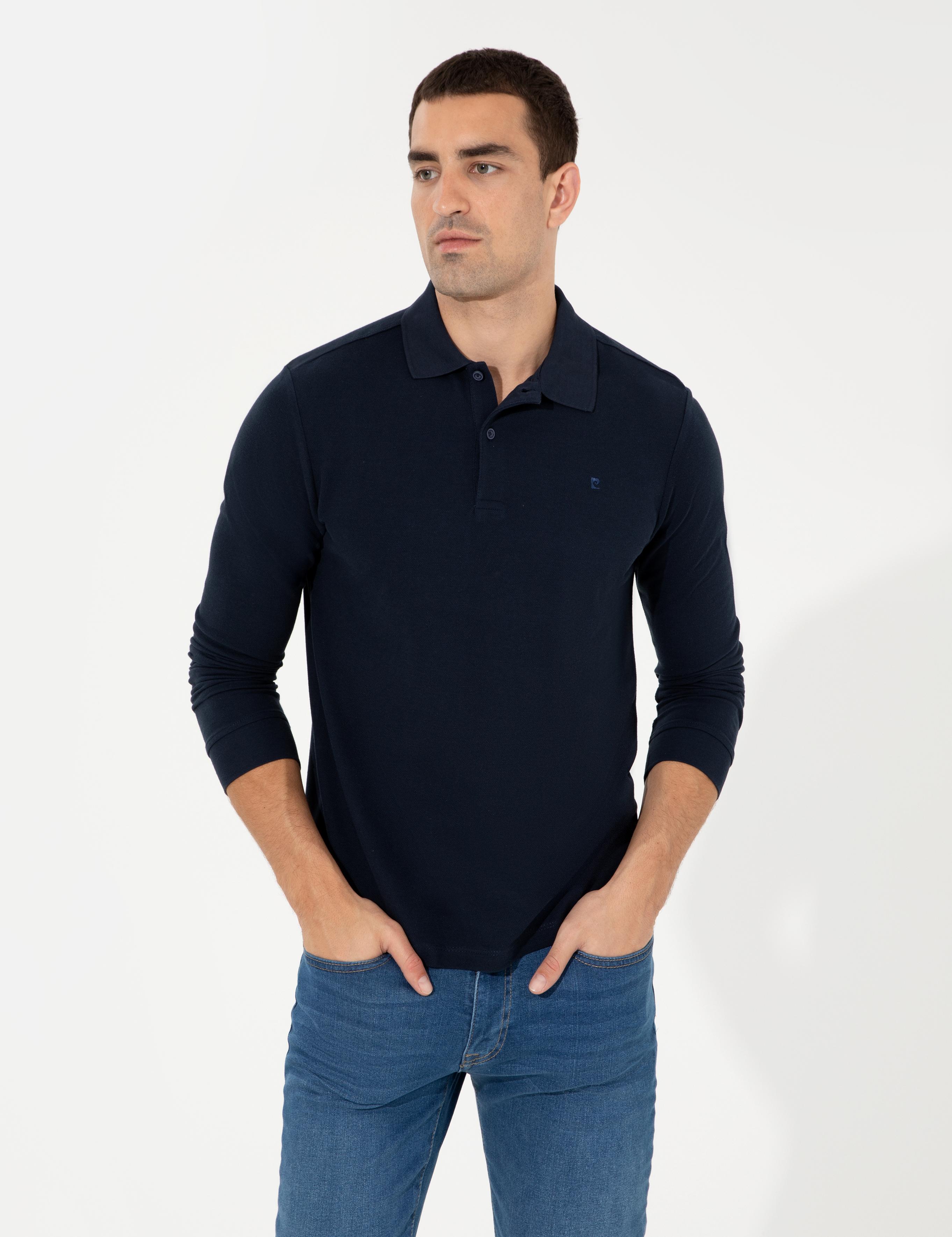 Lacivert Slim Fit Basic Sweatshirt