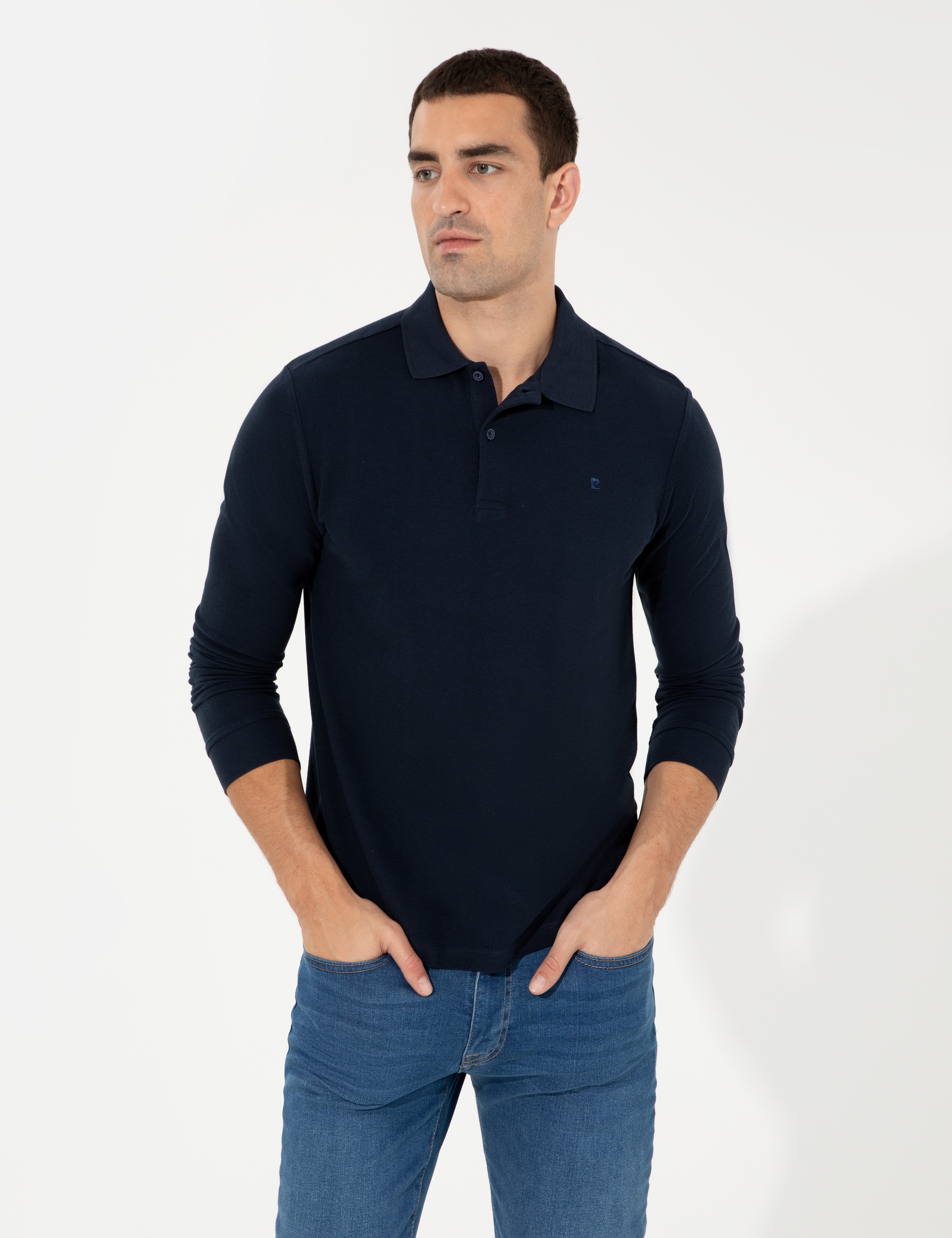 Lacivert Slim Fit Basic Sweatshirt - Image 3
