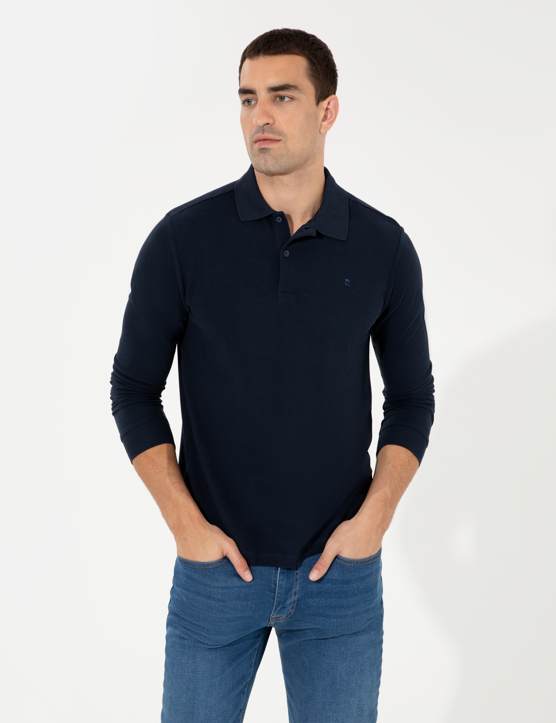 Lacivert Slim Fit Basic Sweatshirt