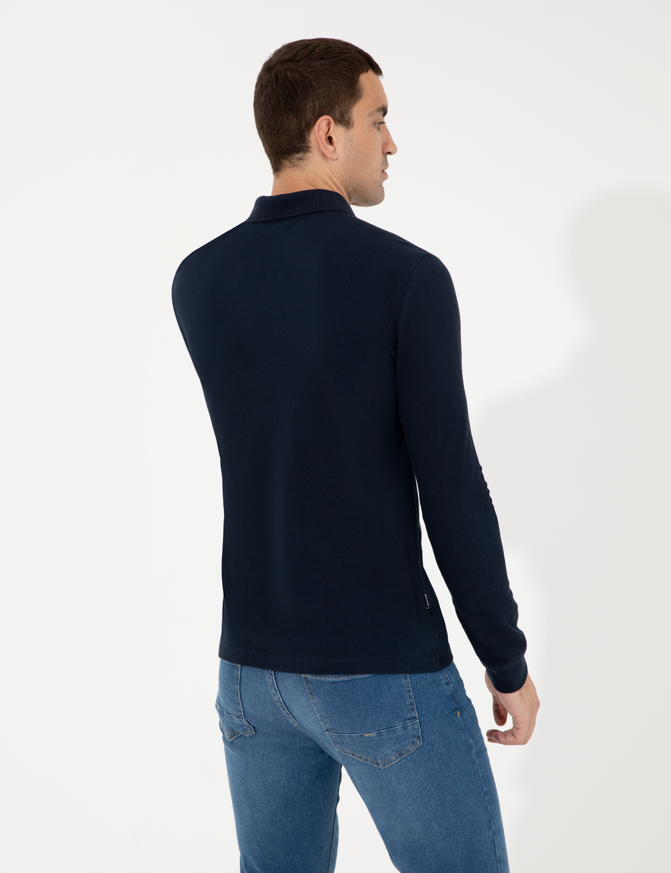 Lacivert Slim Fit Basic Sweatshirt