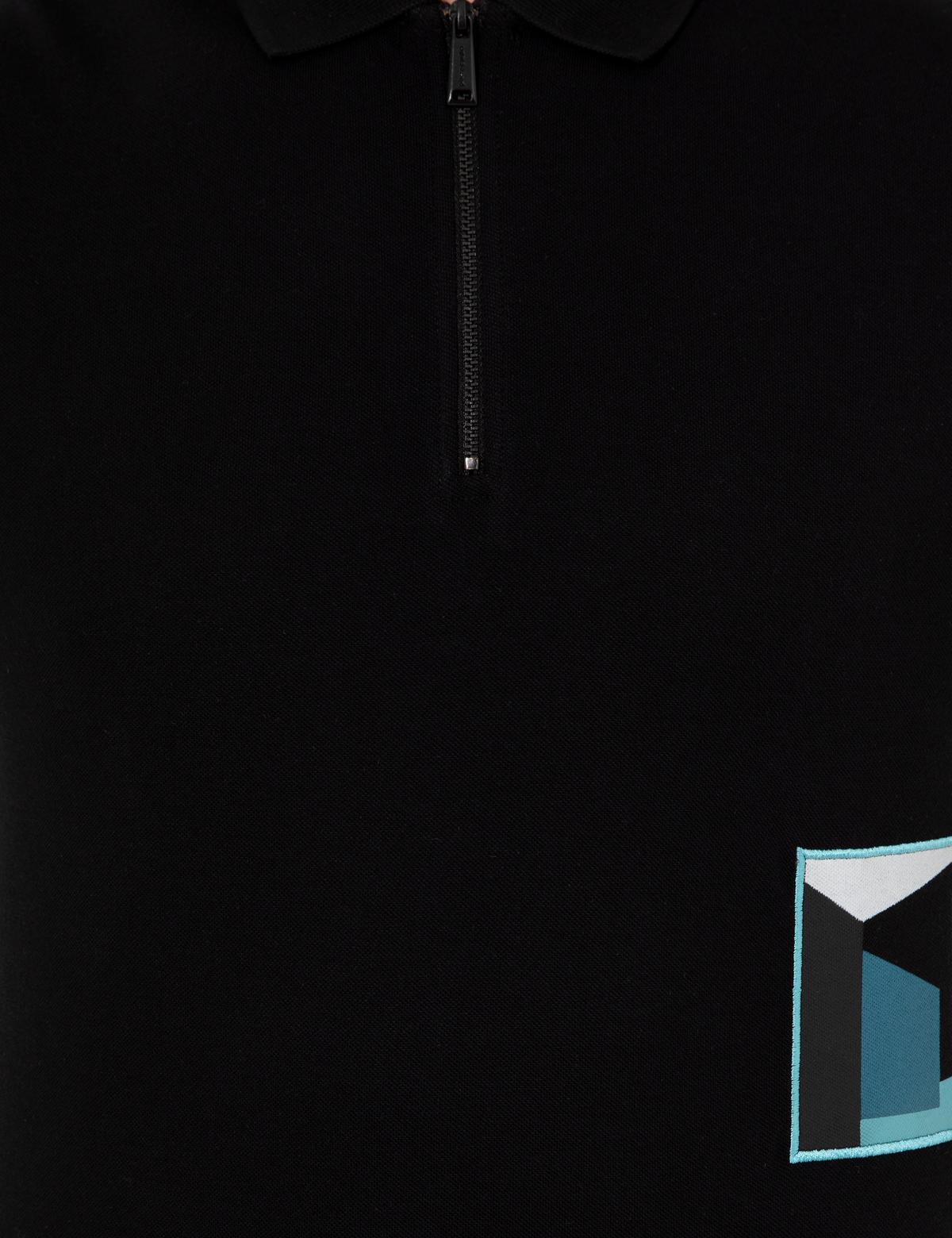 Siyah Slim Fit Fermuar Detaylı Polo Yaka Tişört - 50250229043