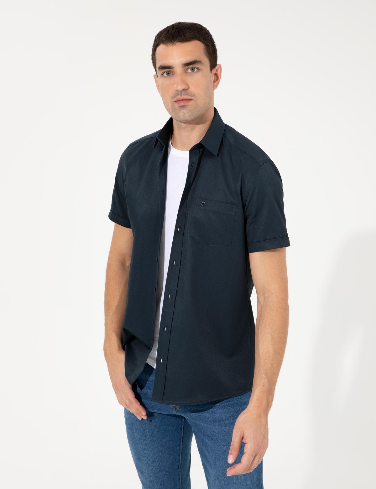 Lacivert Regular Fit Kısa Kollu Gömlek