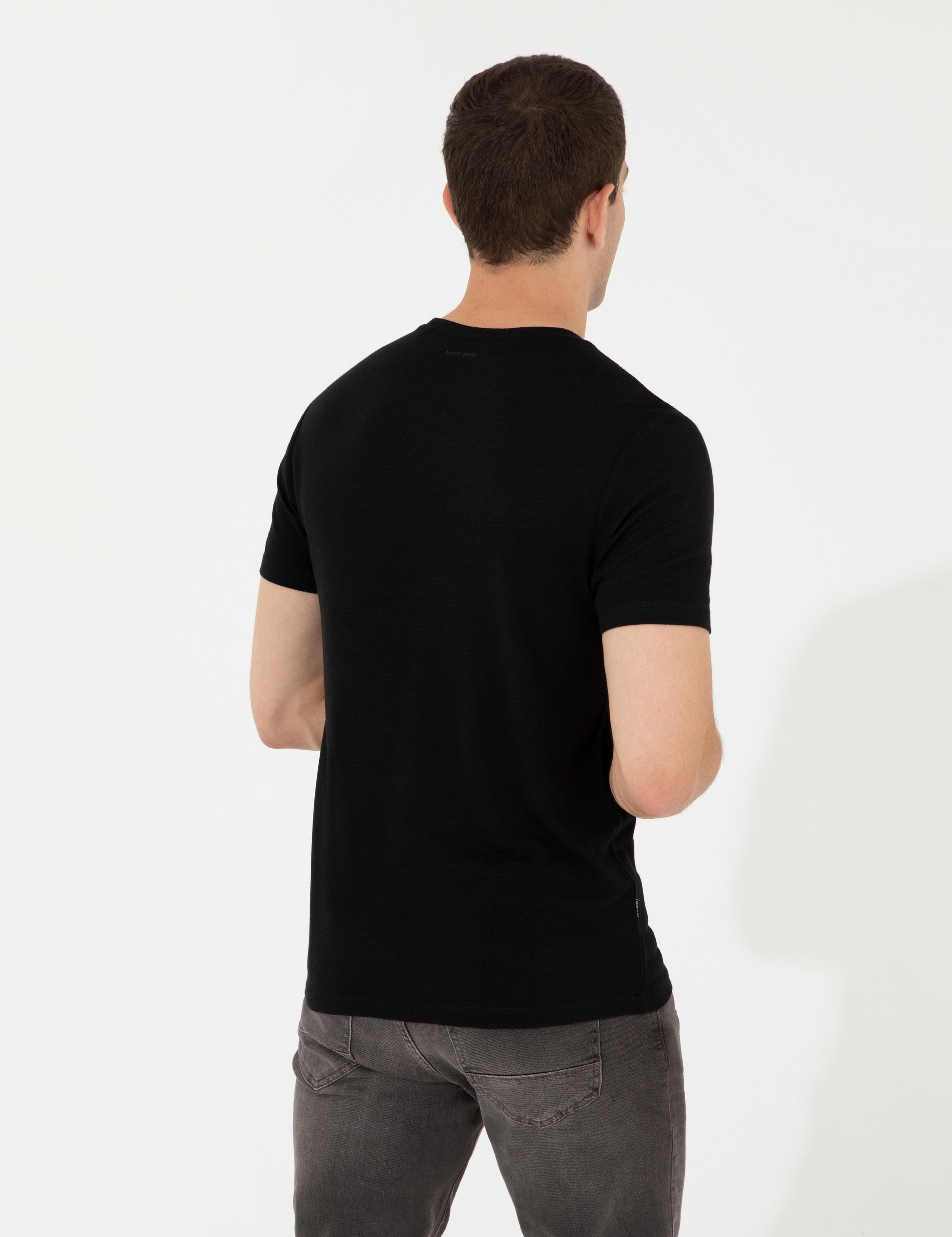Siyah Slim Fit Tişört - Image 5