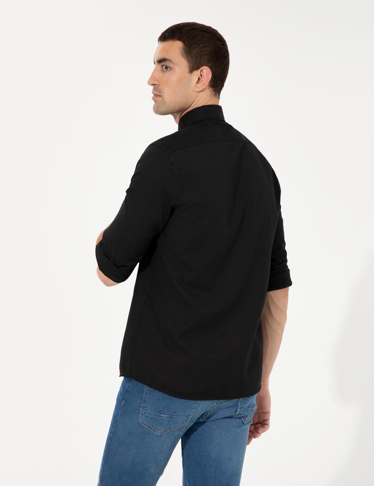 Siyah Slim Fit Oxford Gömlek - 50255275021