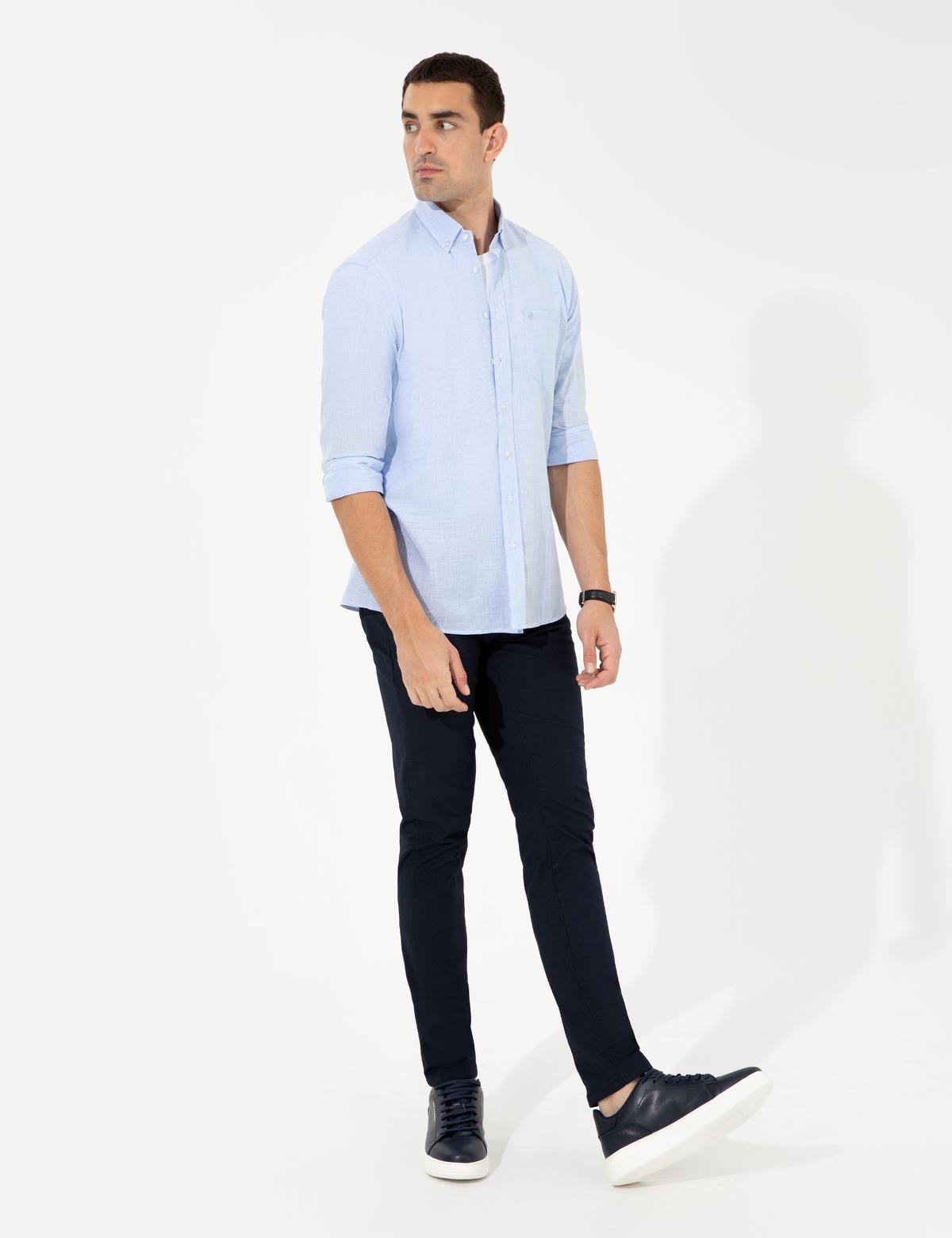 Açık Mavi Regular Fit Uzun Kollu Gömlek - 50252492006