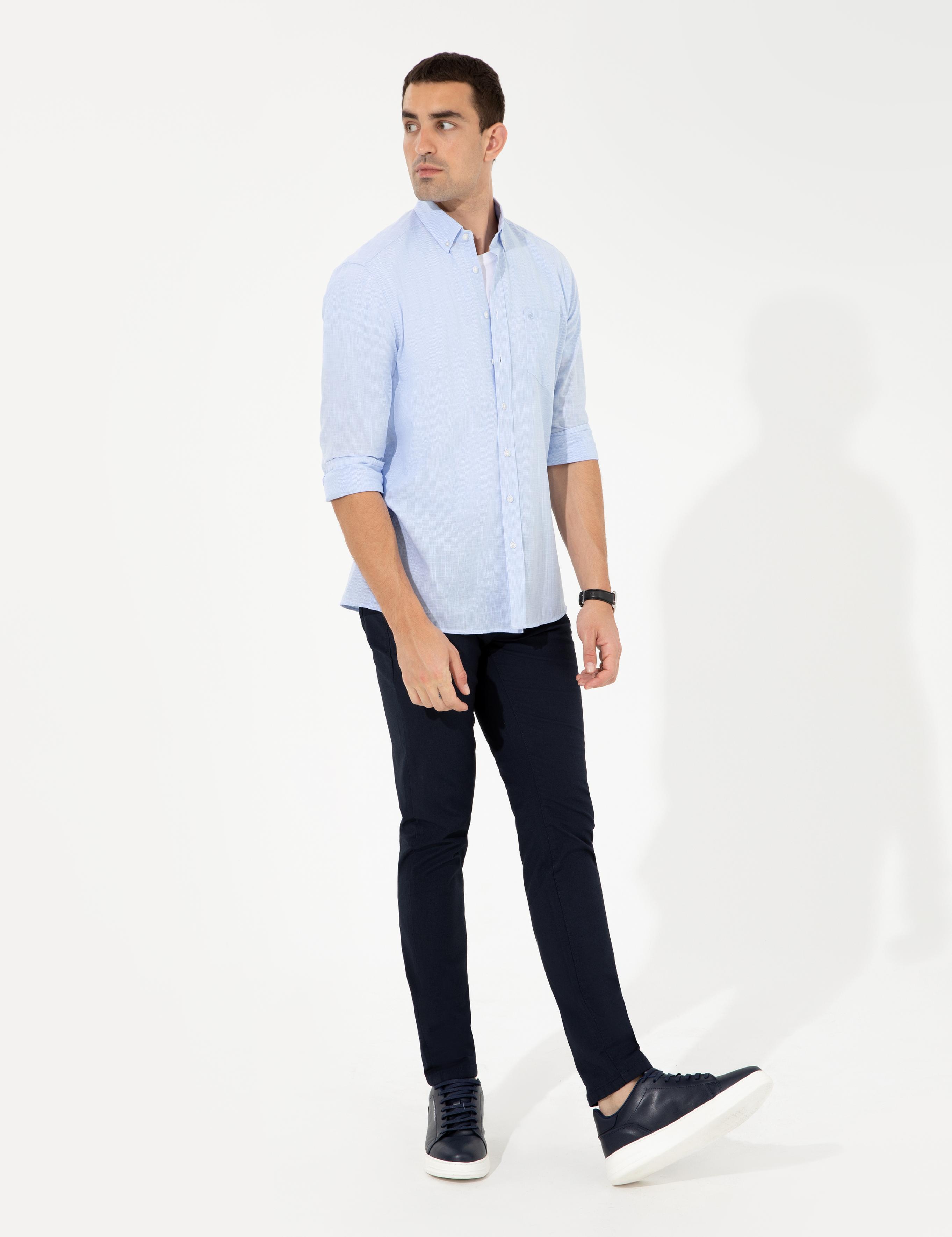 Açık Mavi Regular Fit Uzun Kollu Gömlek