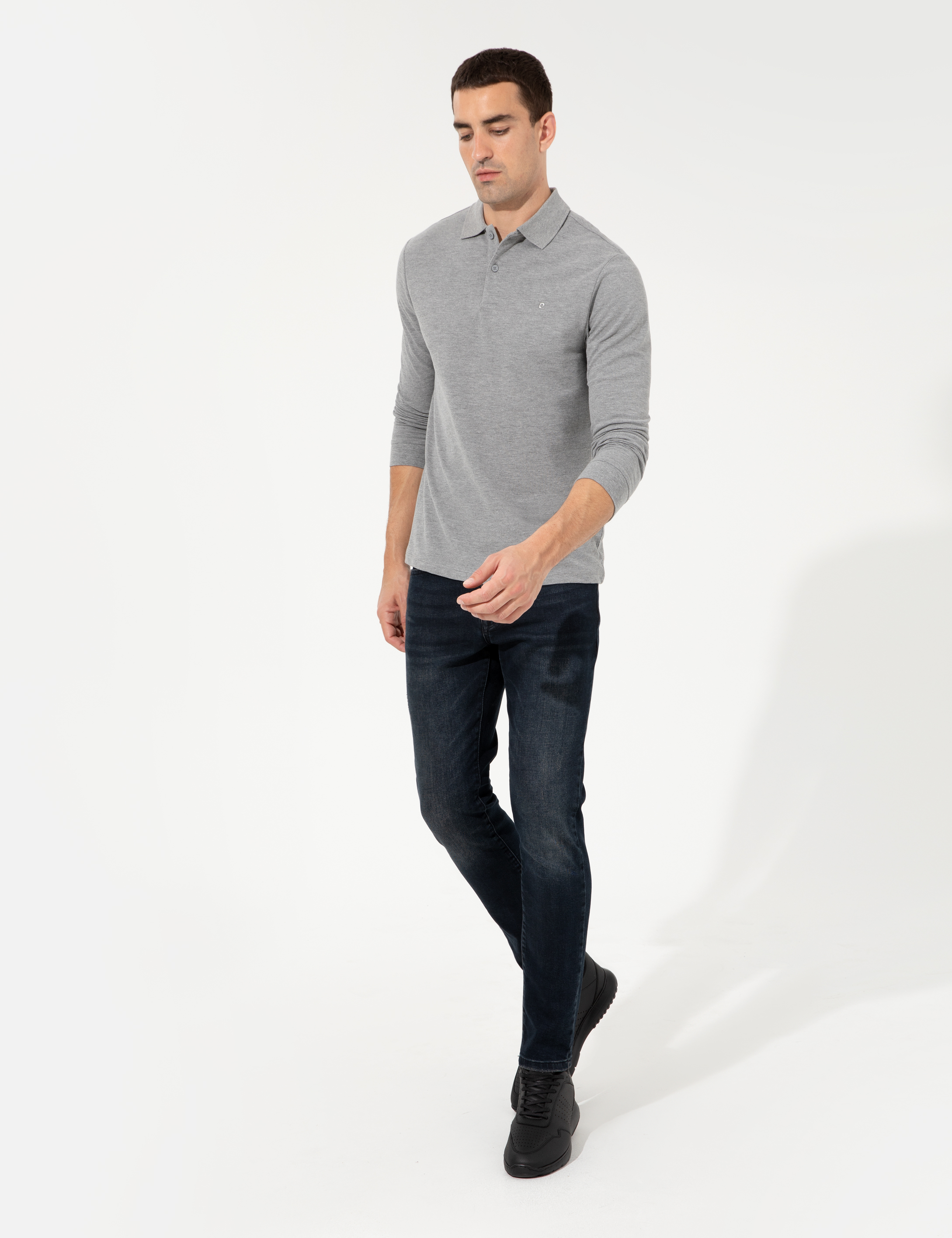 Gri Melanj Slim Fit Basic Sweatshirt