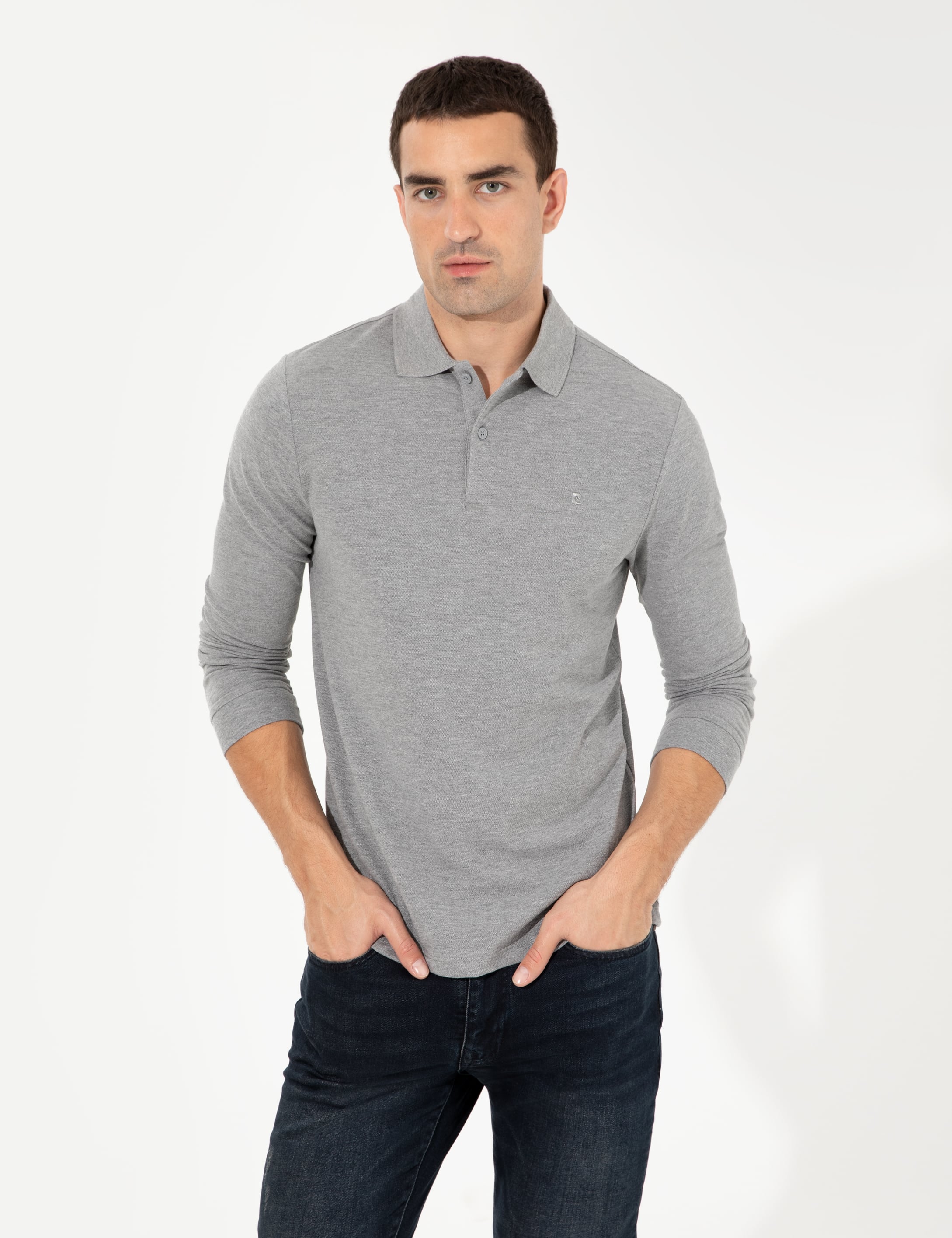 Gri Melanj Slim Fit Basic Sweatshirt