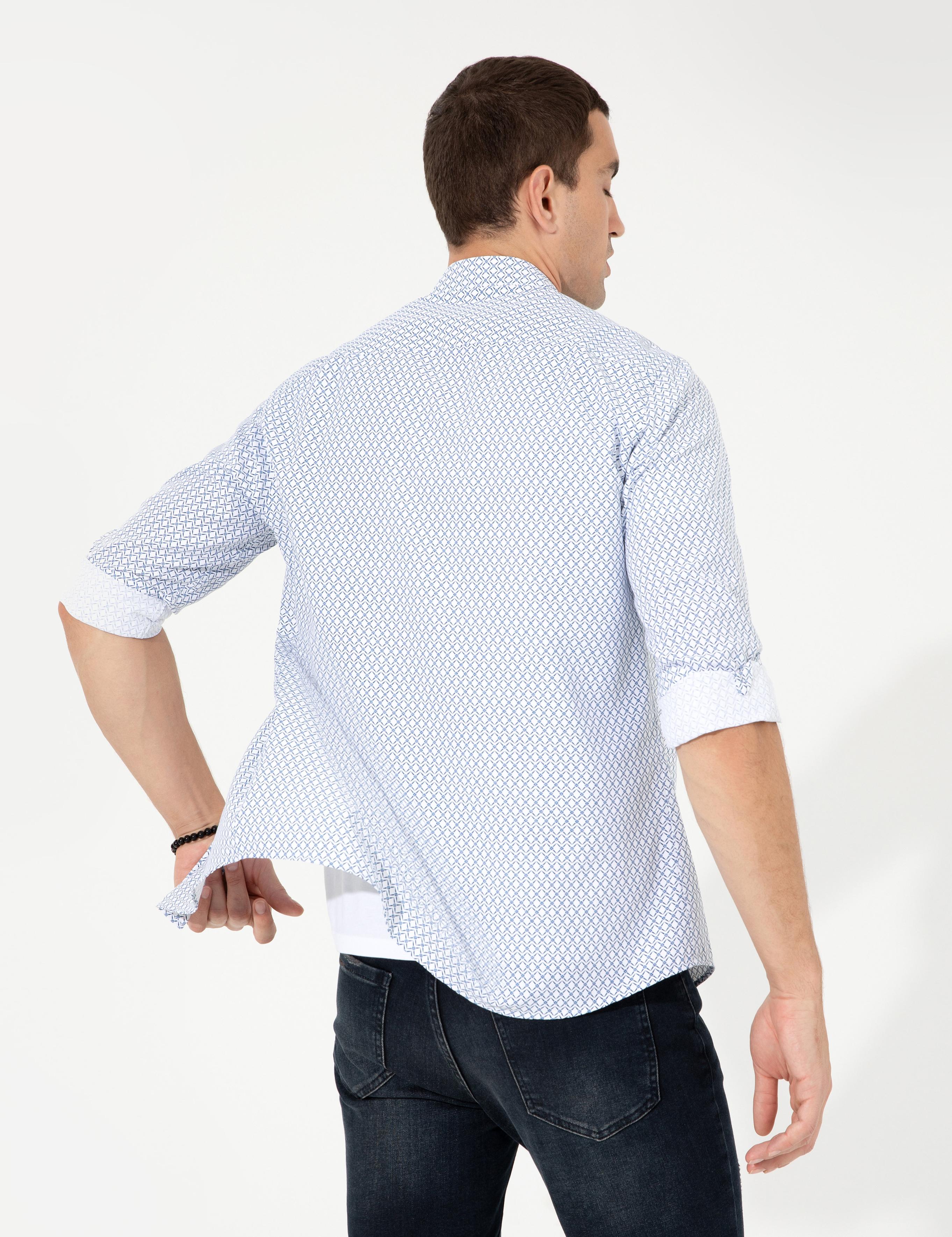 Lacivert Slim Fit Uzun Kollu Gömlek