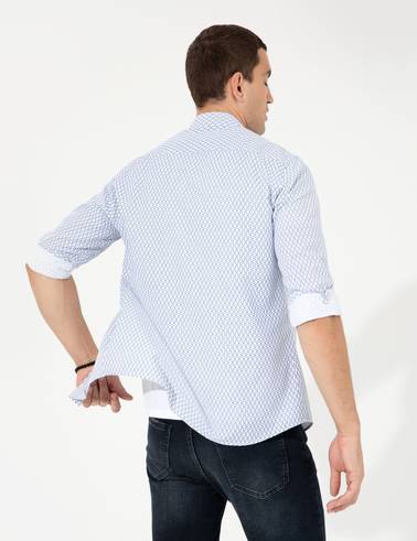 Lacivert Slim Fit Uzun Kollu Gömlek