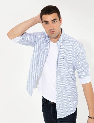 Lacivert Slim Fit Uzun Kollu Gömlek
