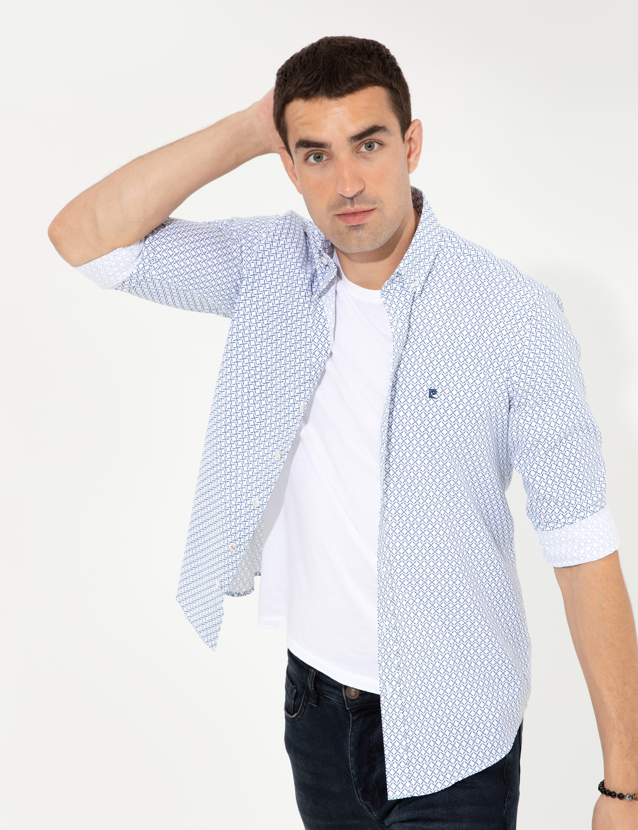 Lacivert Slim Fit Uzun Kollu Gömlek - Image 2