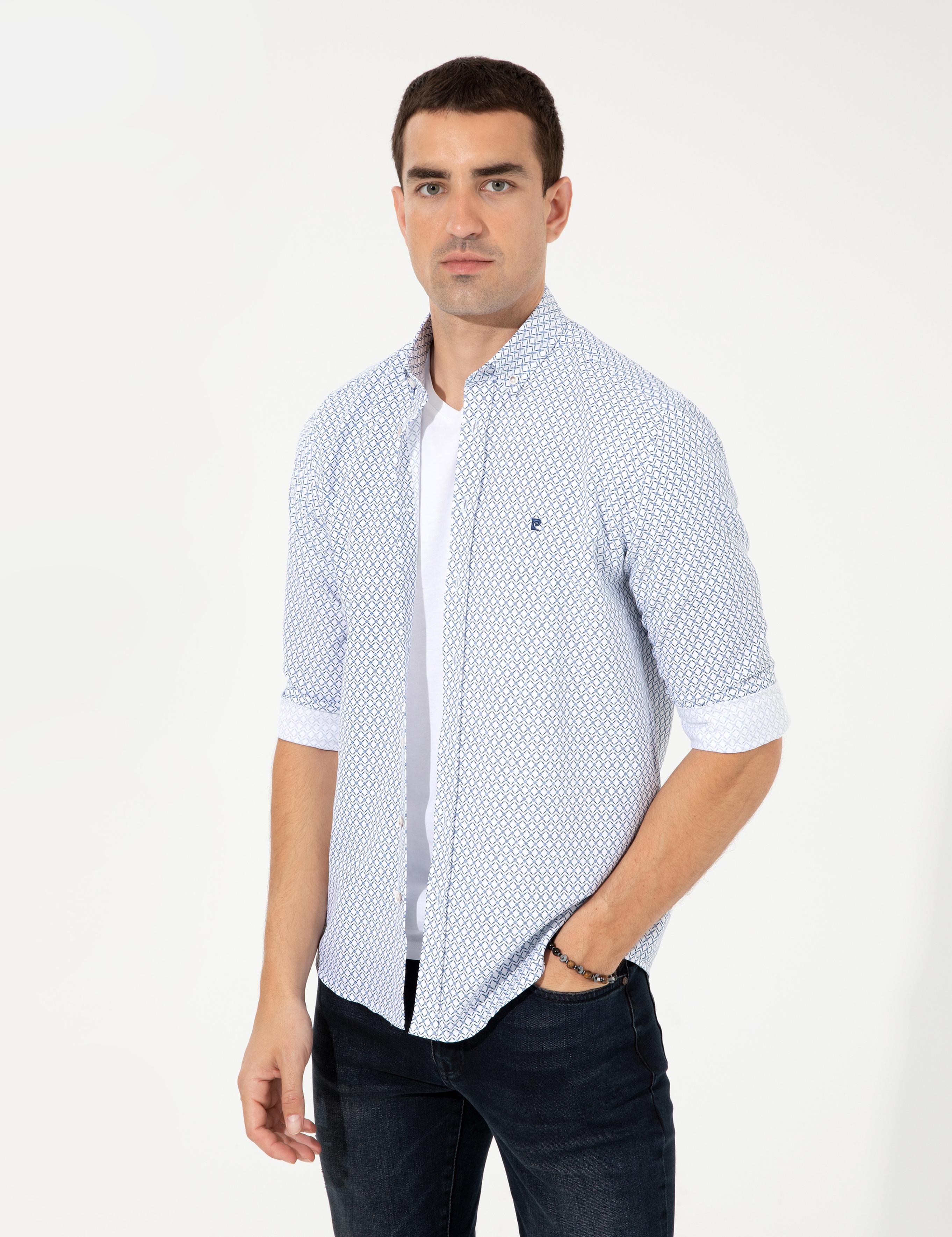 Lacivert Slim Fit Uzun Kollu Gömlek