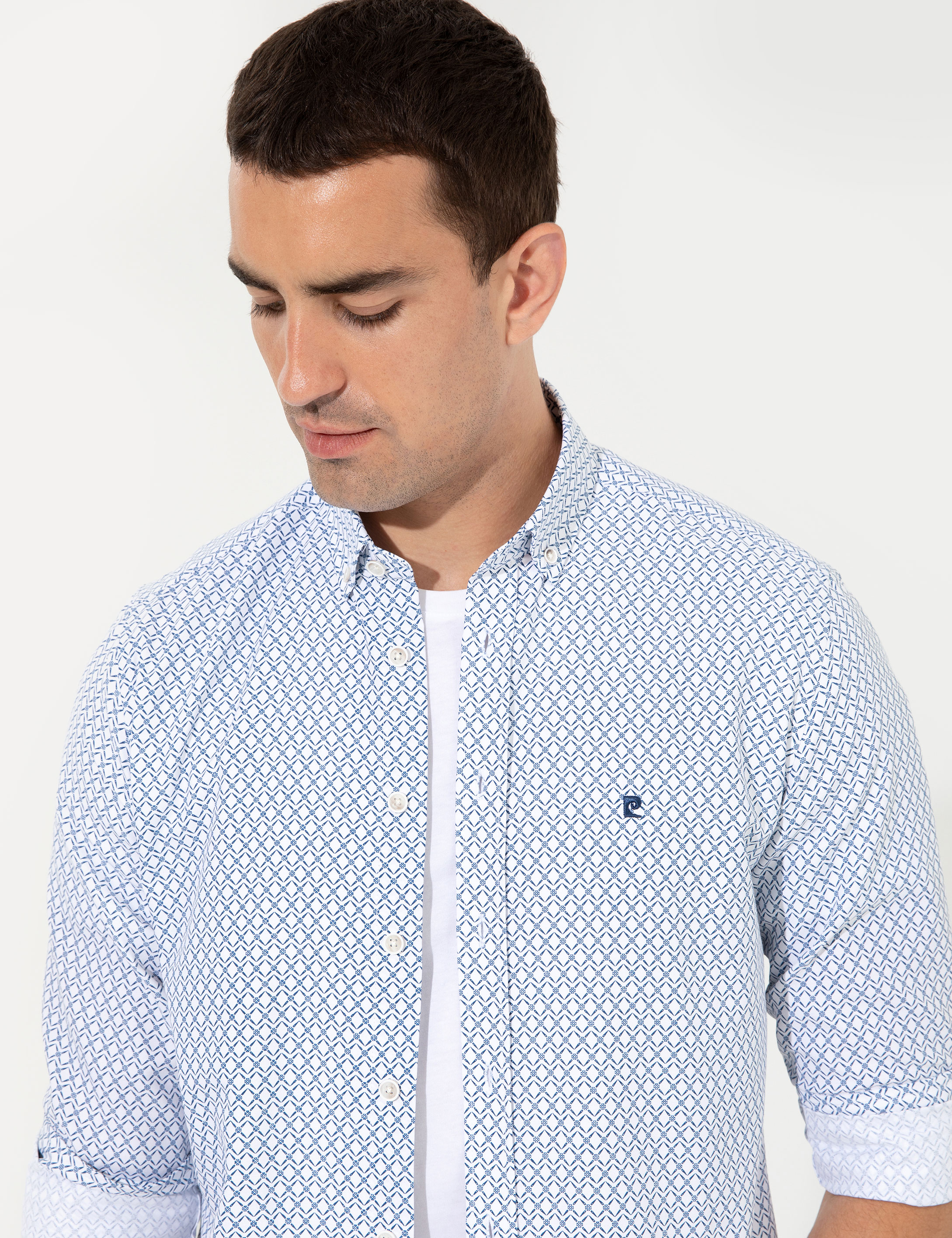 Lacivert Slim Fit Uzun Kollu Gömlek - Image 1