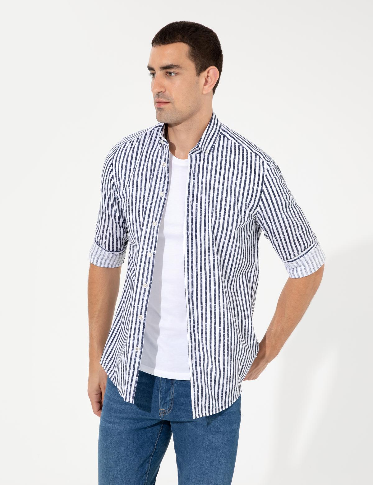 Lacivert Regular Fit Uzun Kollu Gömlek - 50252501024