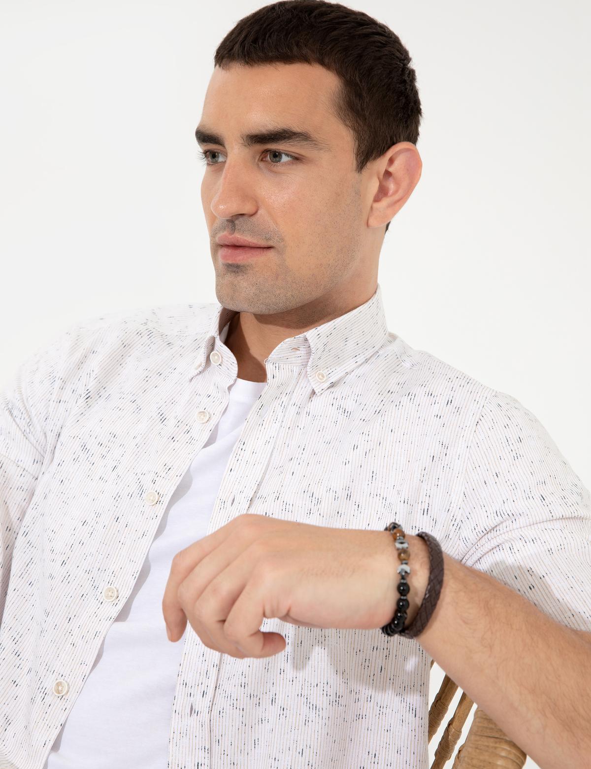 Haki Slim Fit Uzun Kollu Gömlek