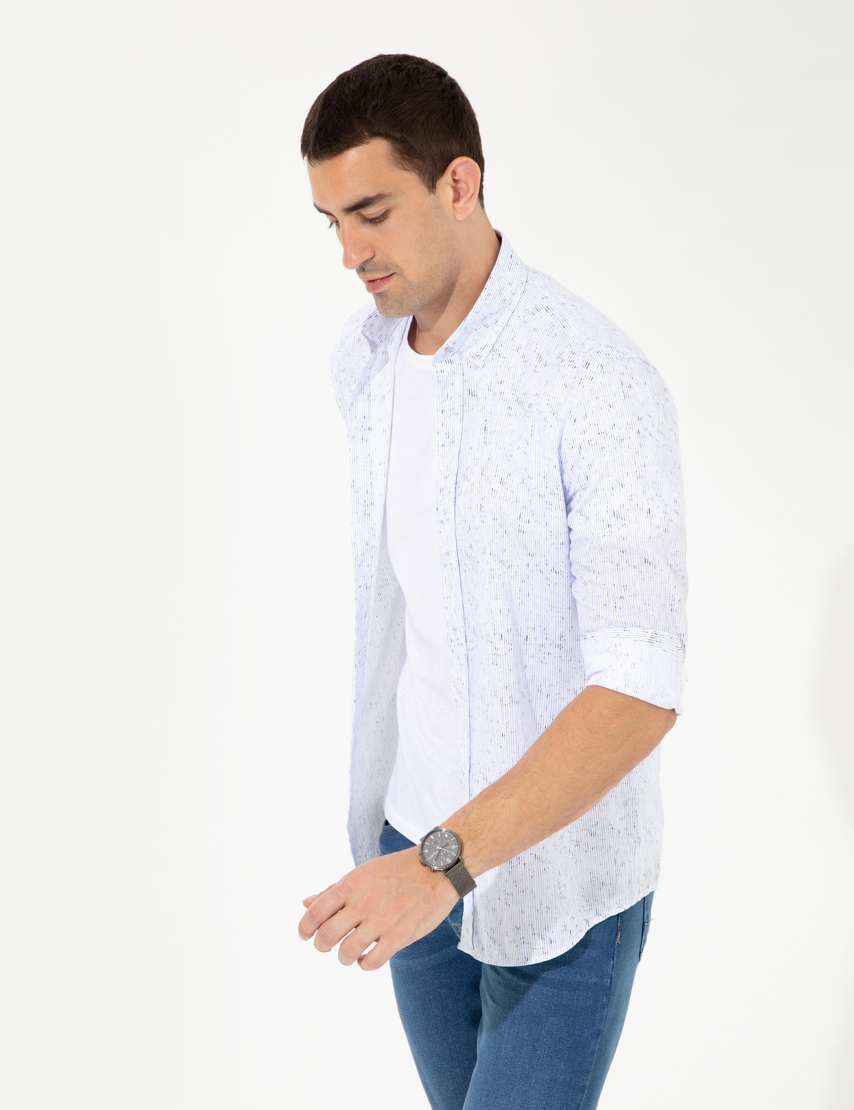 Mavi Slim Fit Uzun Kollu Gömlek