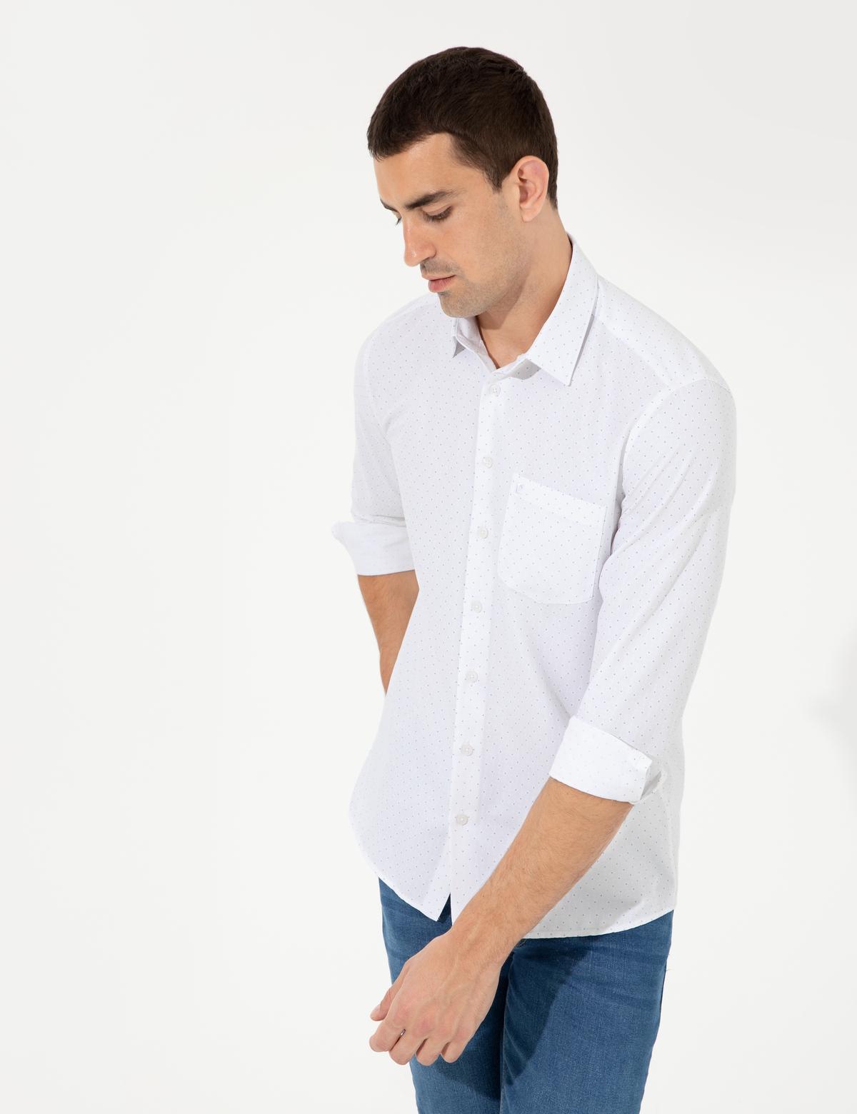 Beyaz Regular Fit Uzun Kollu Gömlek - 50252490008