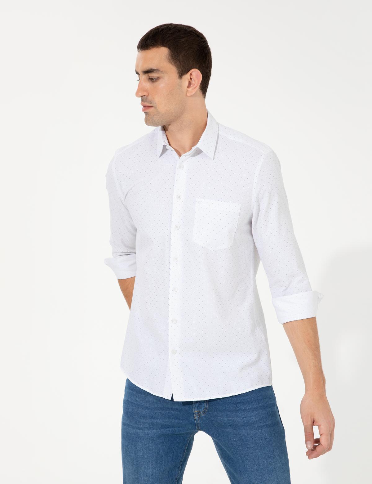 Beyaz Regular Fit Uzun Kollu Gömlek - 50252490008