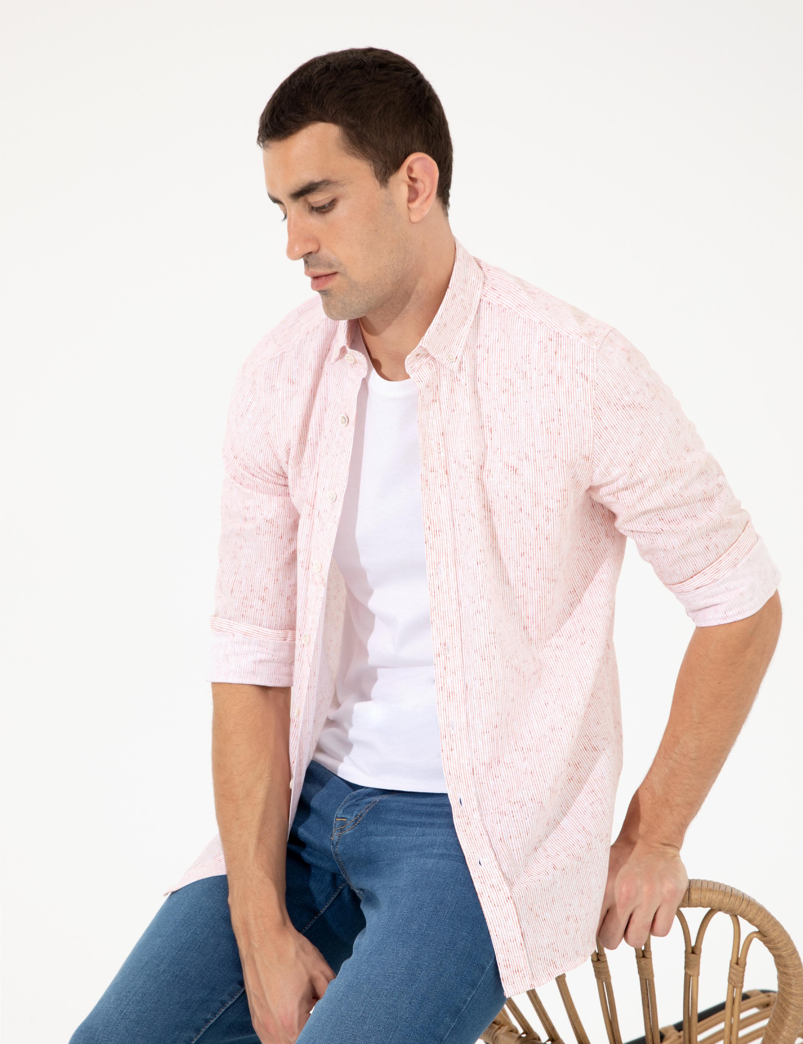 Kiremit Slim Fit Uzun Kollu Gömlek