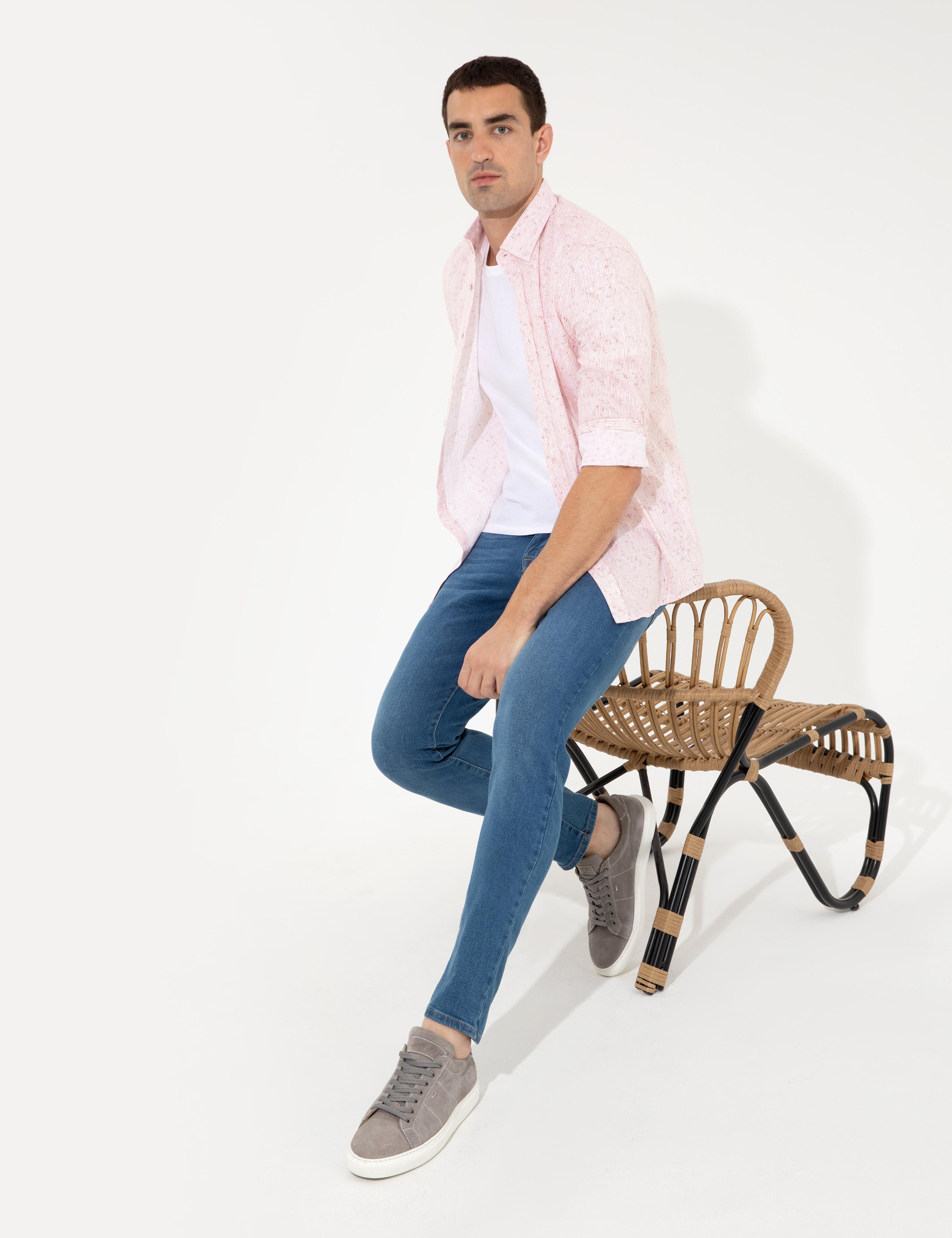 Kiremit Slim Fit Uzun Kollu Gömlek