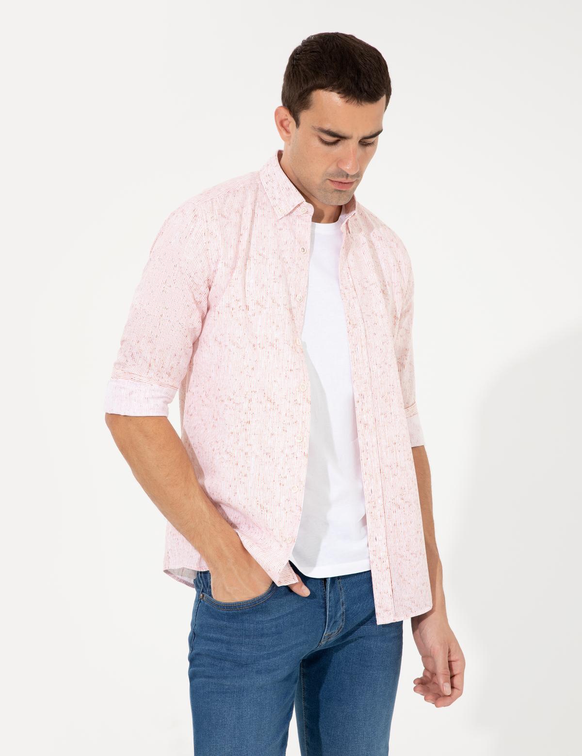 Kiremit Slim Fit Uzun Kollu Gömlek