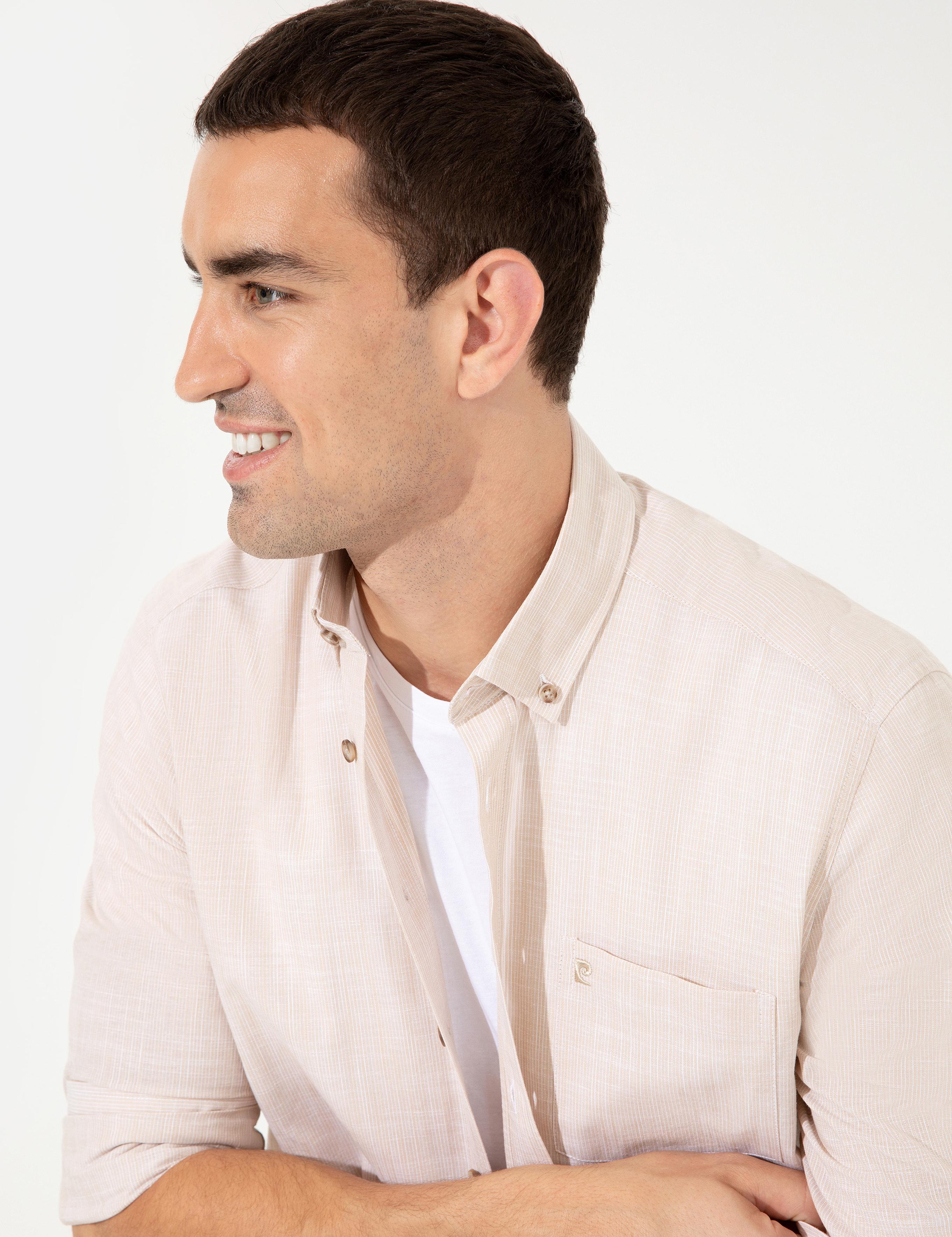 Bej Regular Fit Uzun Kollu Gömlek