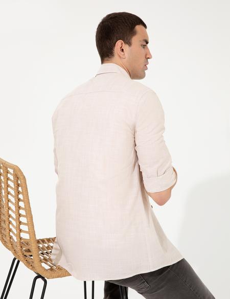 Bej Regular Fit Uzun Kollu Gömlek - 50252492026