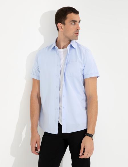 Açık Mavi Regular Fit Kısa Kollu Gömlek - 50255266019