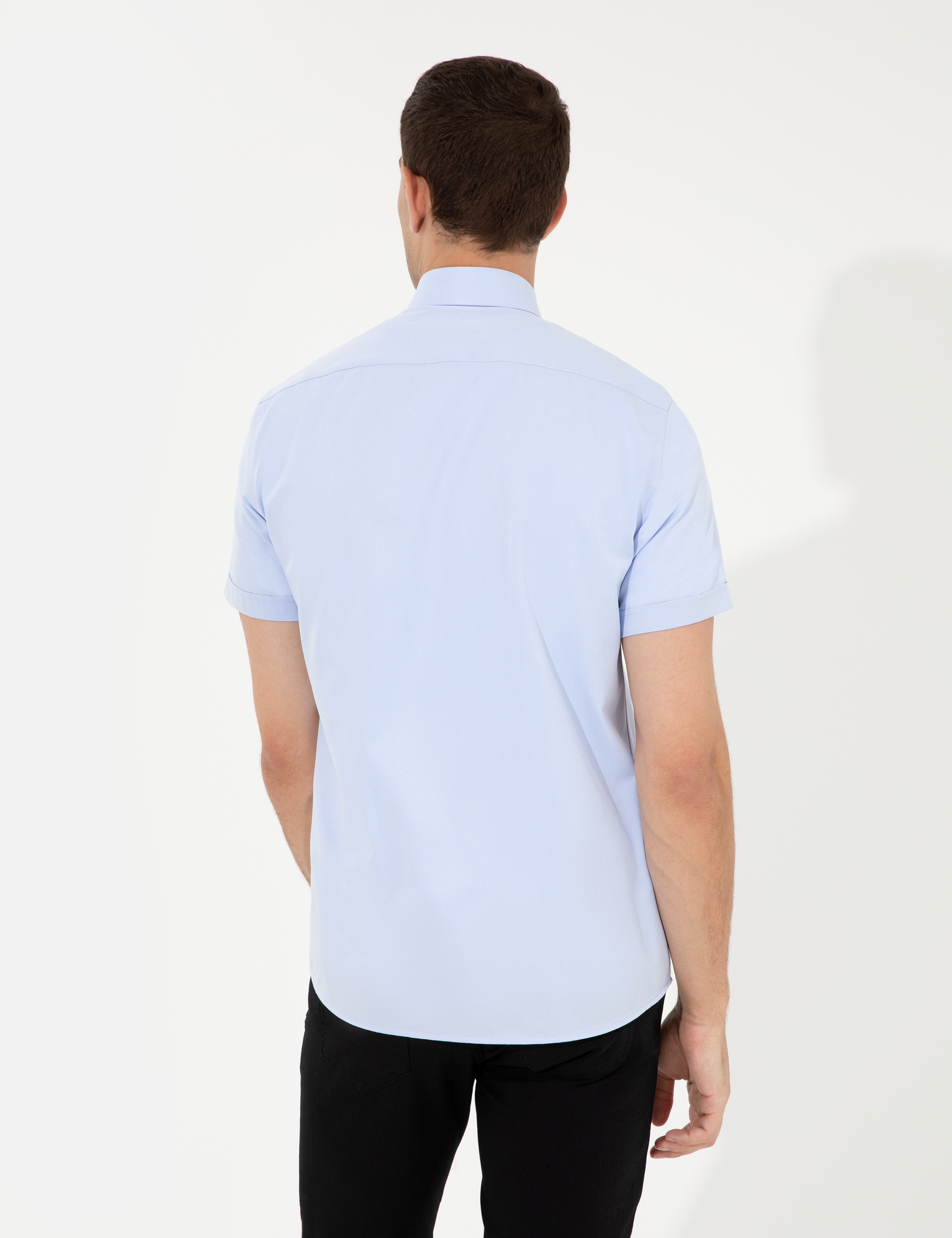 Açık Mavi Regular Fit Kısa Kollu Gömlek - Image 5
