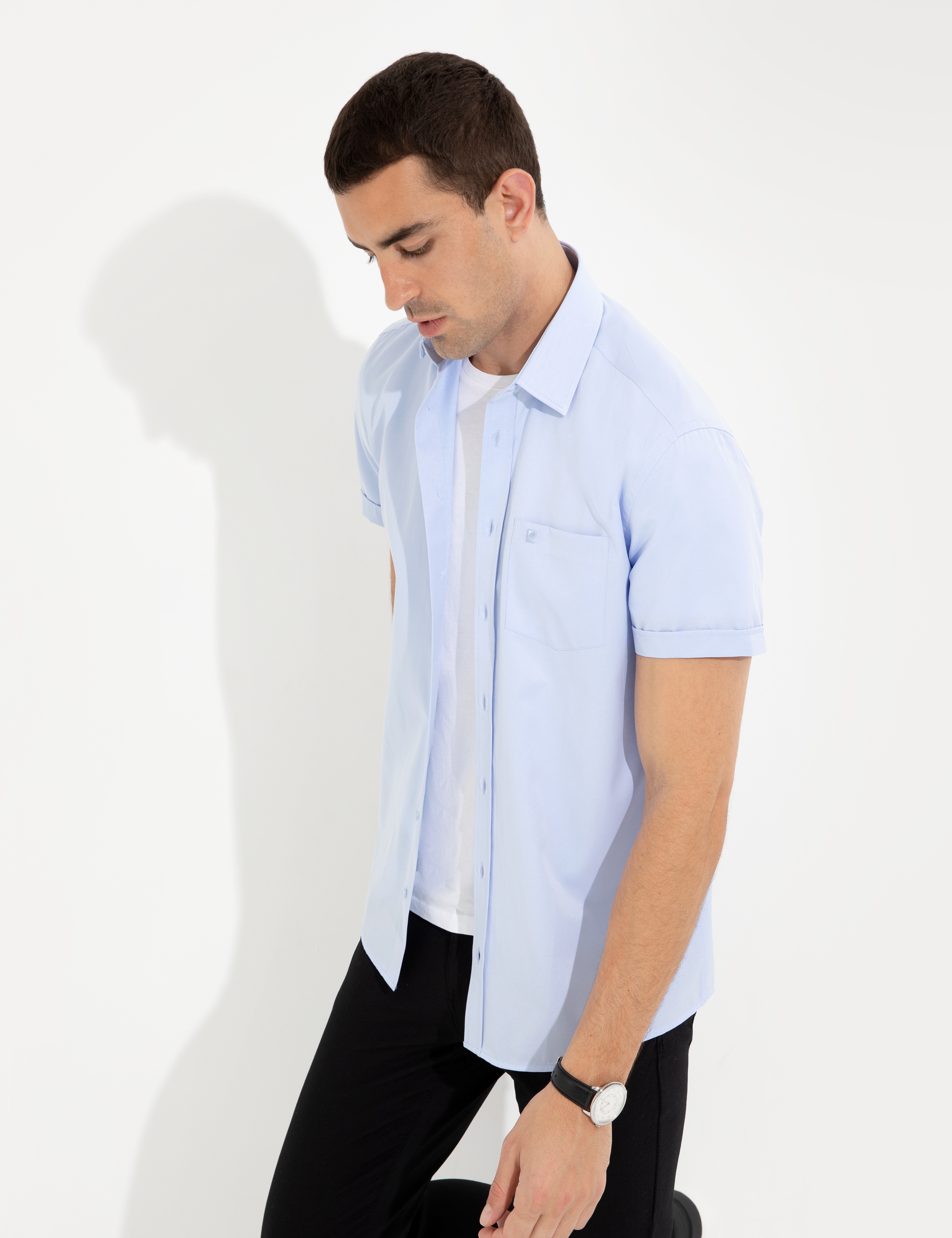 Açık Mavi Regular Fit Kısa Kollu Gömlek - Image 2