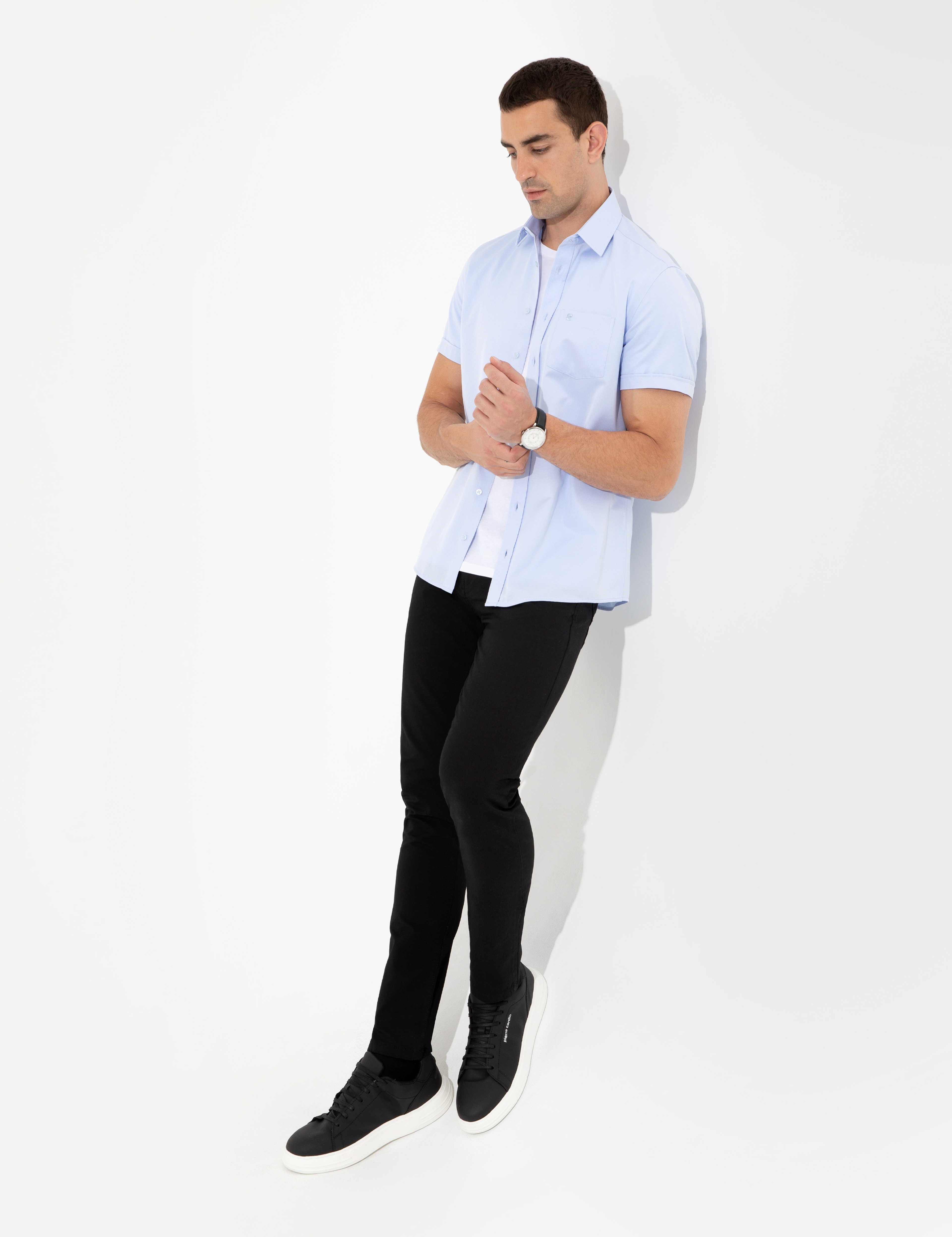Açık Mavi Regular Fit Kısa Kollu Gömlek - Image 4