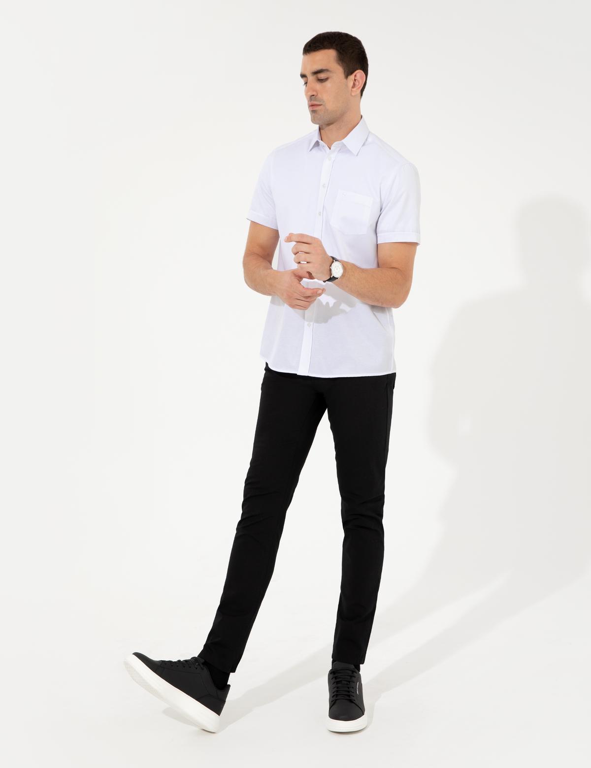 Beyaz Regular Fit Kısa Kollu Gömlek - 50255266001