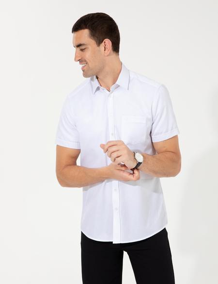 Beyaz Regular Fit Kısa Kollu Gömlek - 50255266001
