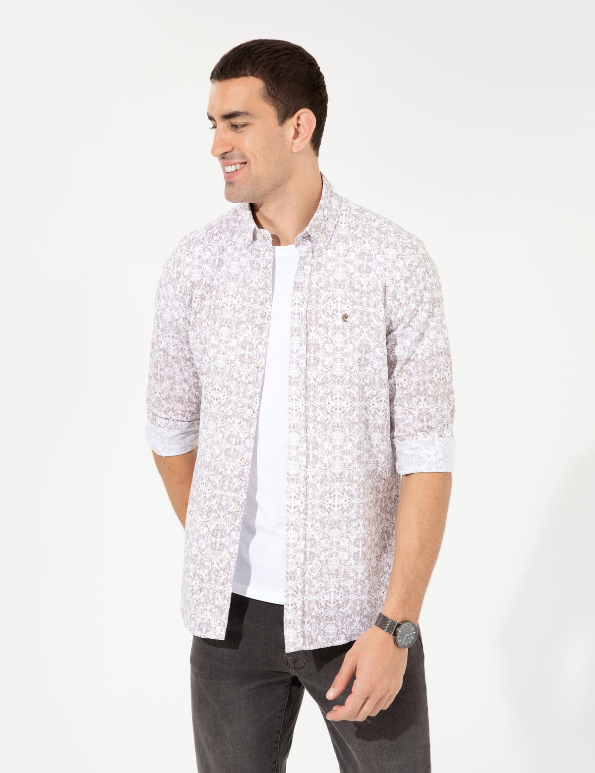 Bej Slim Fit Uzun Kollu Gömlek - 50255265008