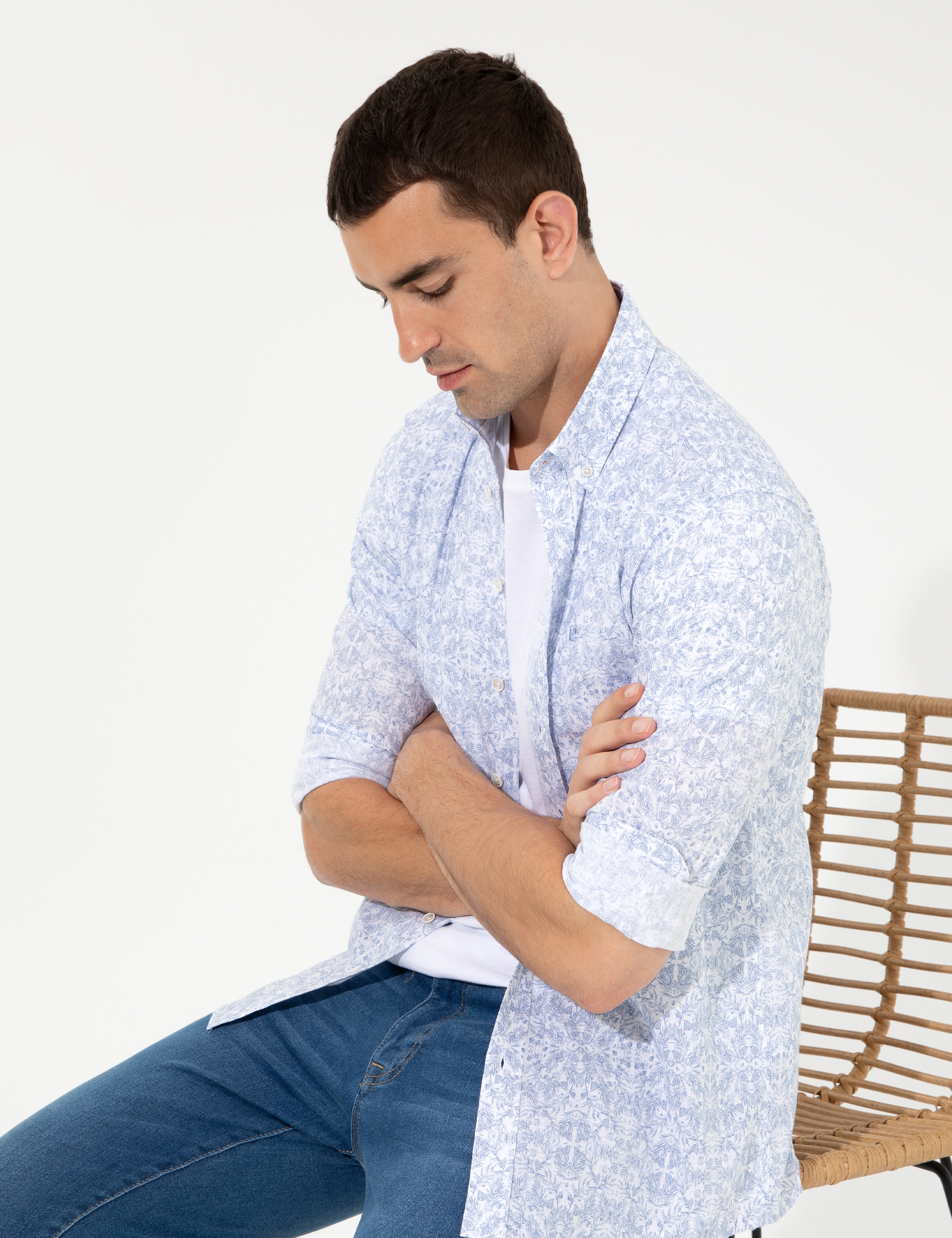 Mavi Slim Fit Uzun Kollu Gömlek