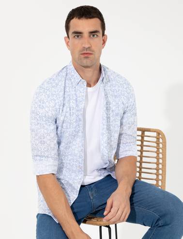 Mavi Slim Fit Uzun Kollu Gömlek